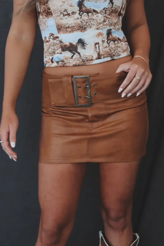 Do You Have A Minute Brown Belted Micro Mini Skirt sold by Amazing Lace