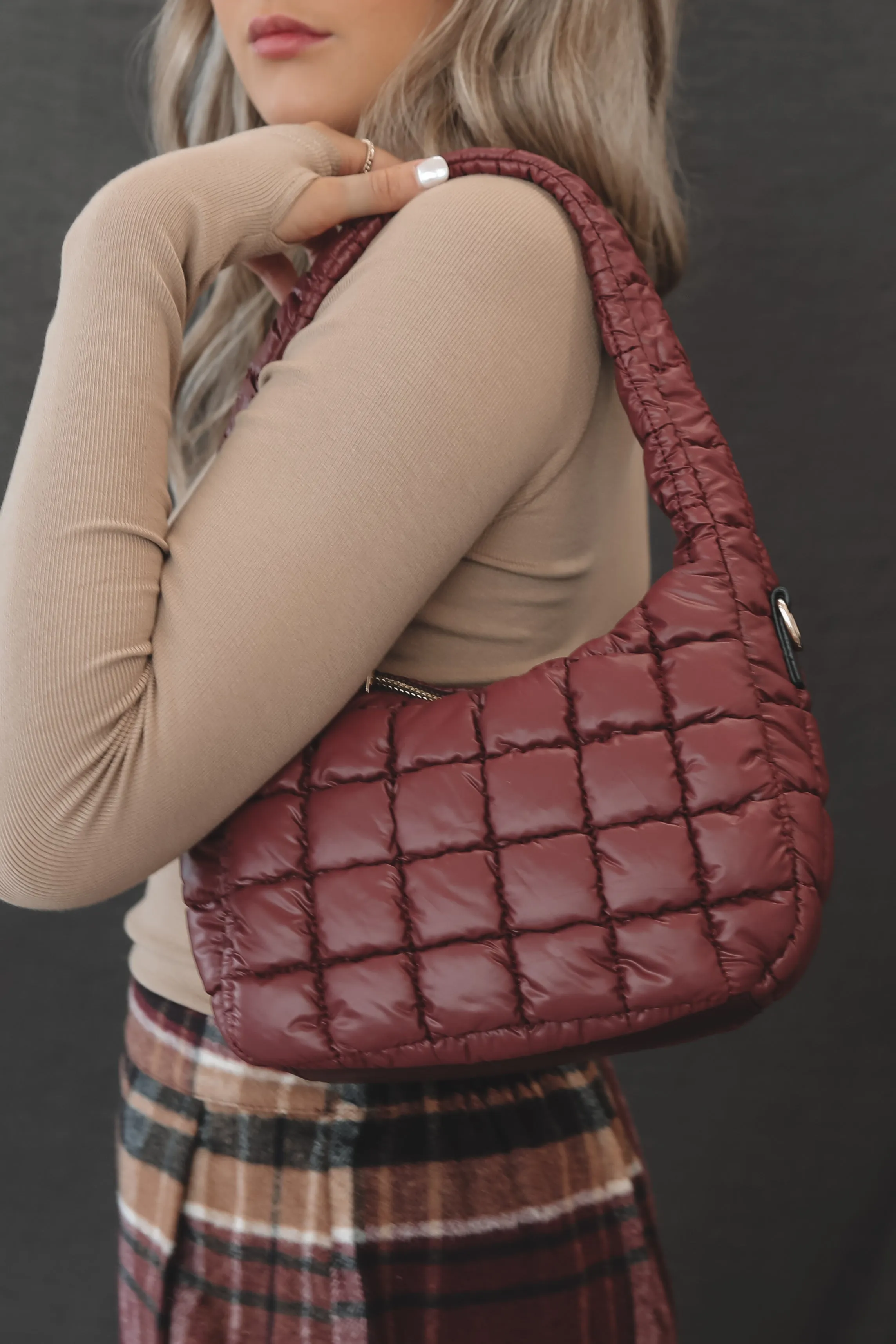 DEAL Hot To Go Burgundy Puff Tote Shoulder Bag sold by Amazing Lace