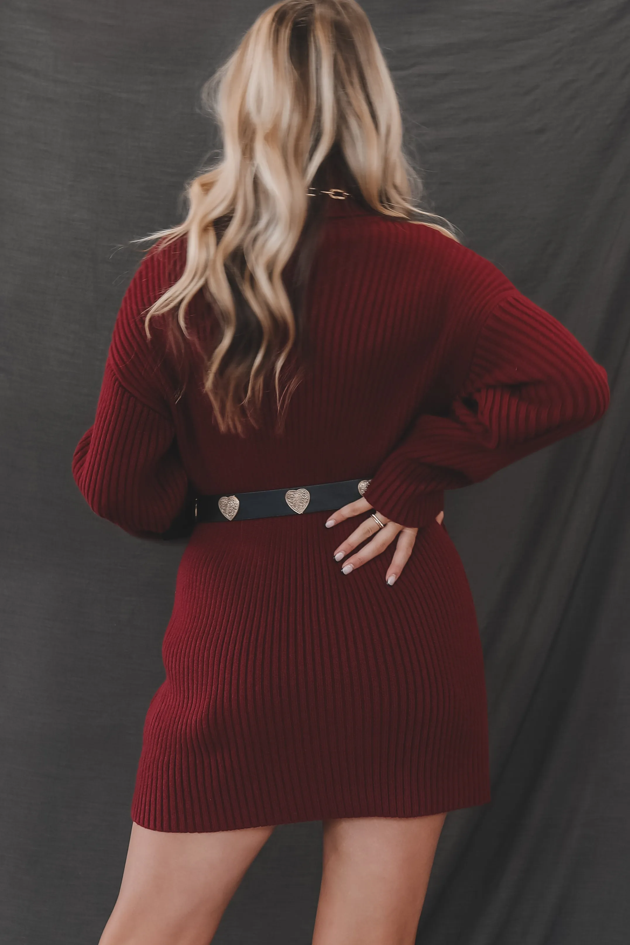 DEAL Cold And On Trend Burgundy Sweater Dress sold by Amazing Lace product image thumbnail 3
