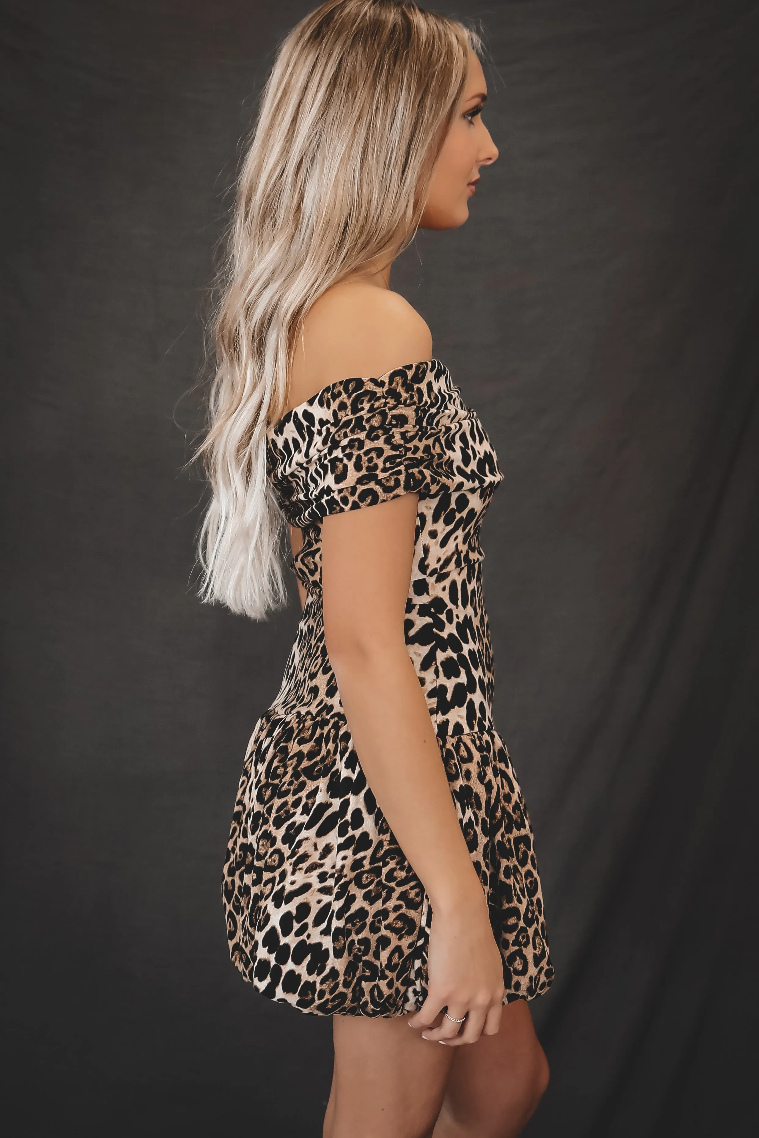 Always On The Go Off The Shoulder Leopard Mini Dress sold by Amazing Lace product image thumbnail 3