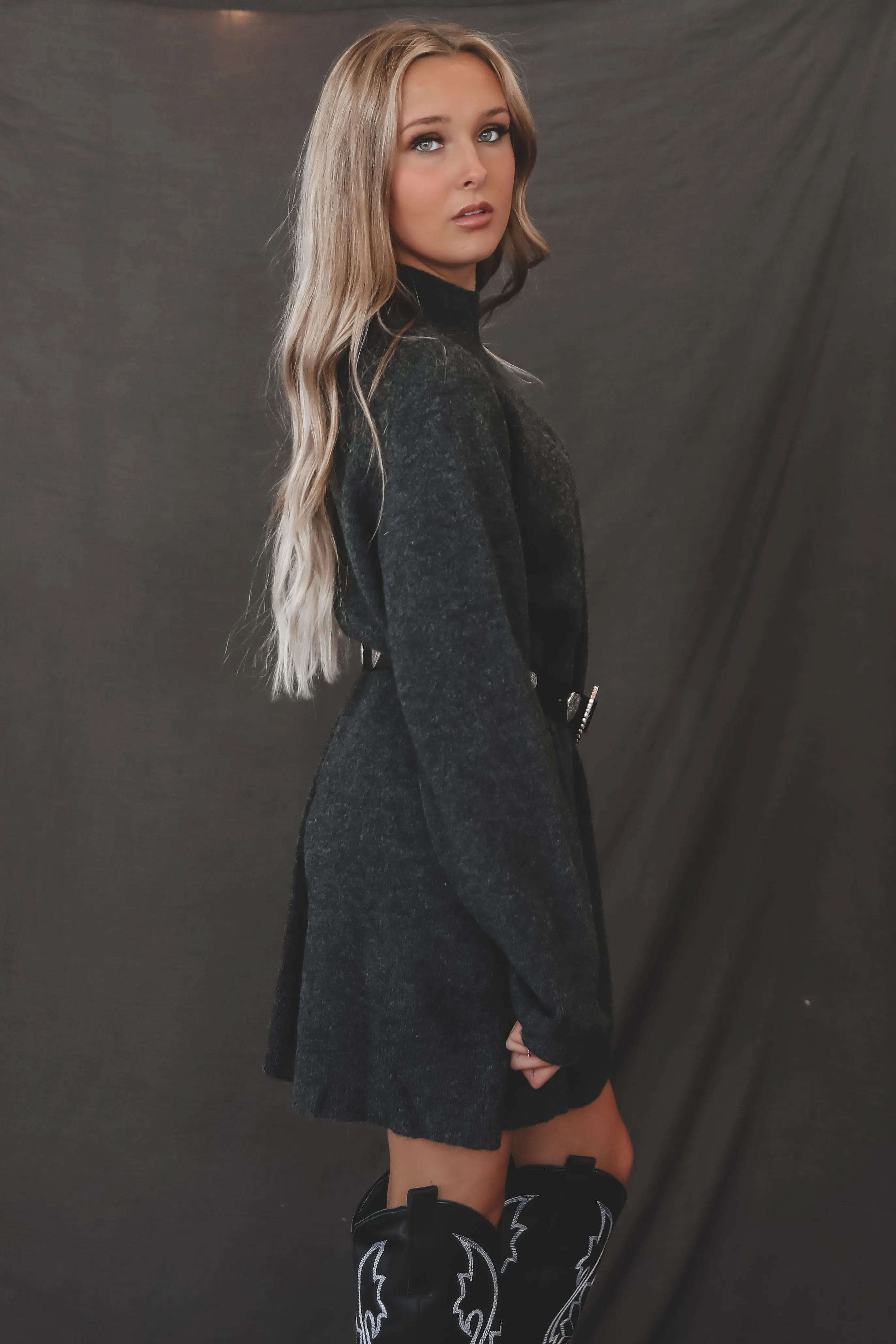 DEAL Sadie & Sage Charcoal Carson Hugh Neck Sweater Dress sold by Amazing Lace product image thumbnail 4