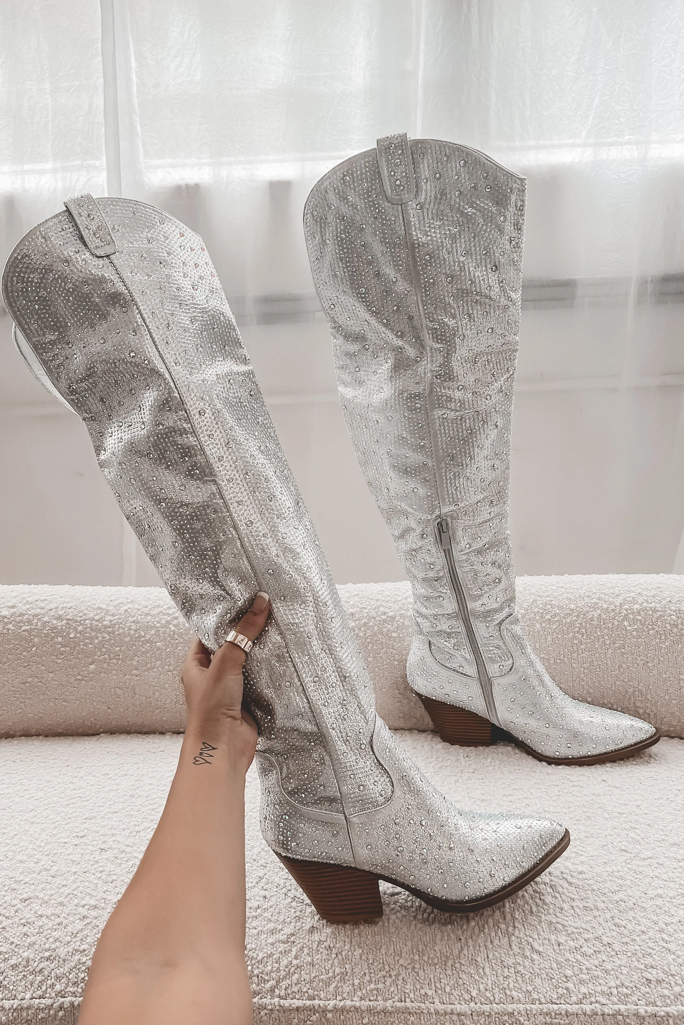 DEAL Sparkles Shine Through Over The Knee Rhinestone Boots sold by Amazing Lace product image thumbnail 2