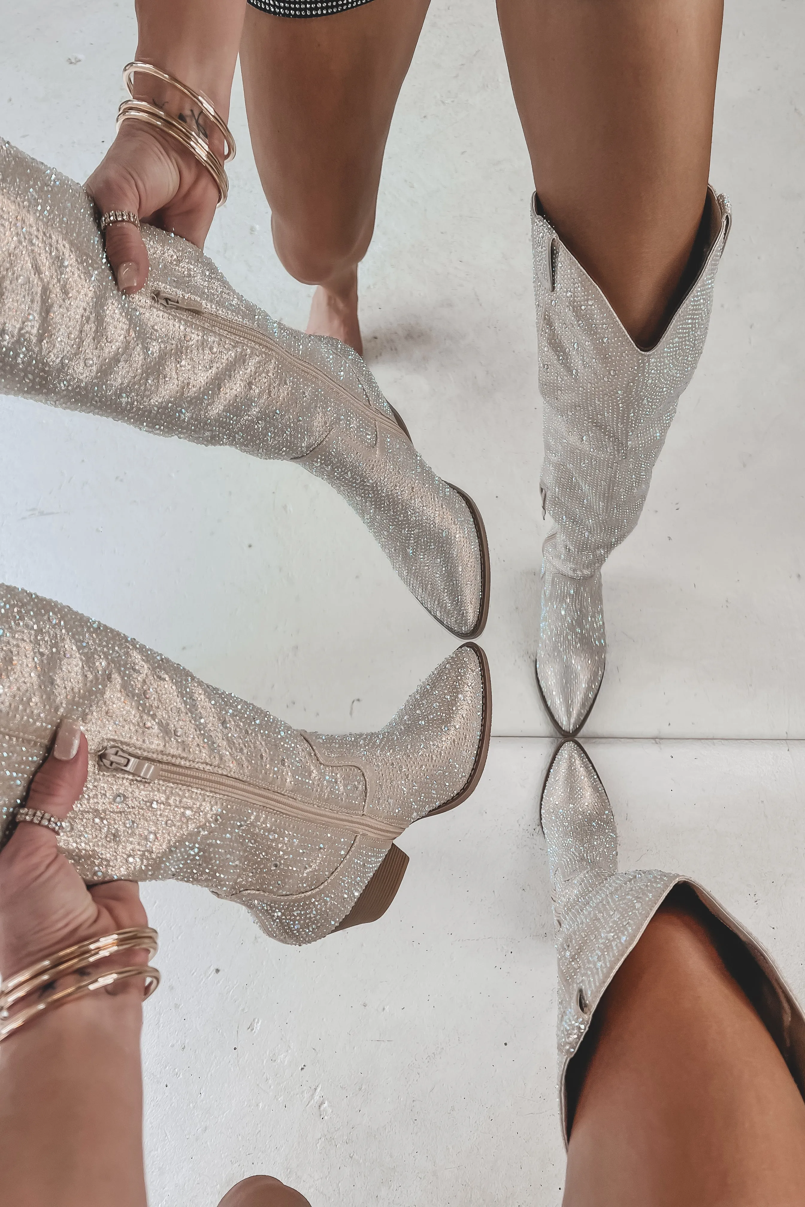 DEAL Sparkles Shine Through Over The Knee Rhinestone Boots sold by Amazing Lace product image thumbnail 5