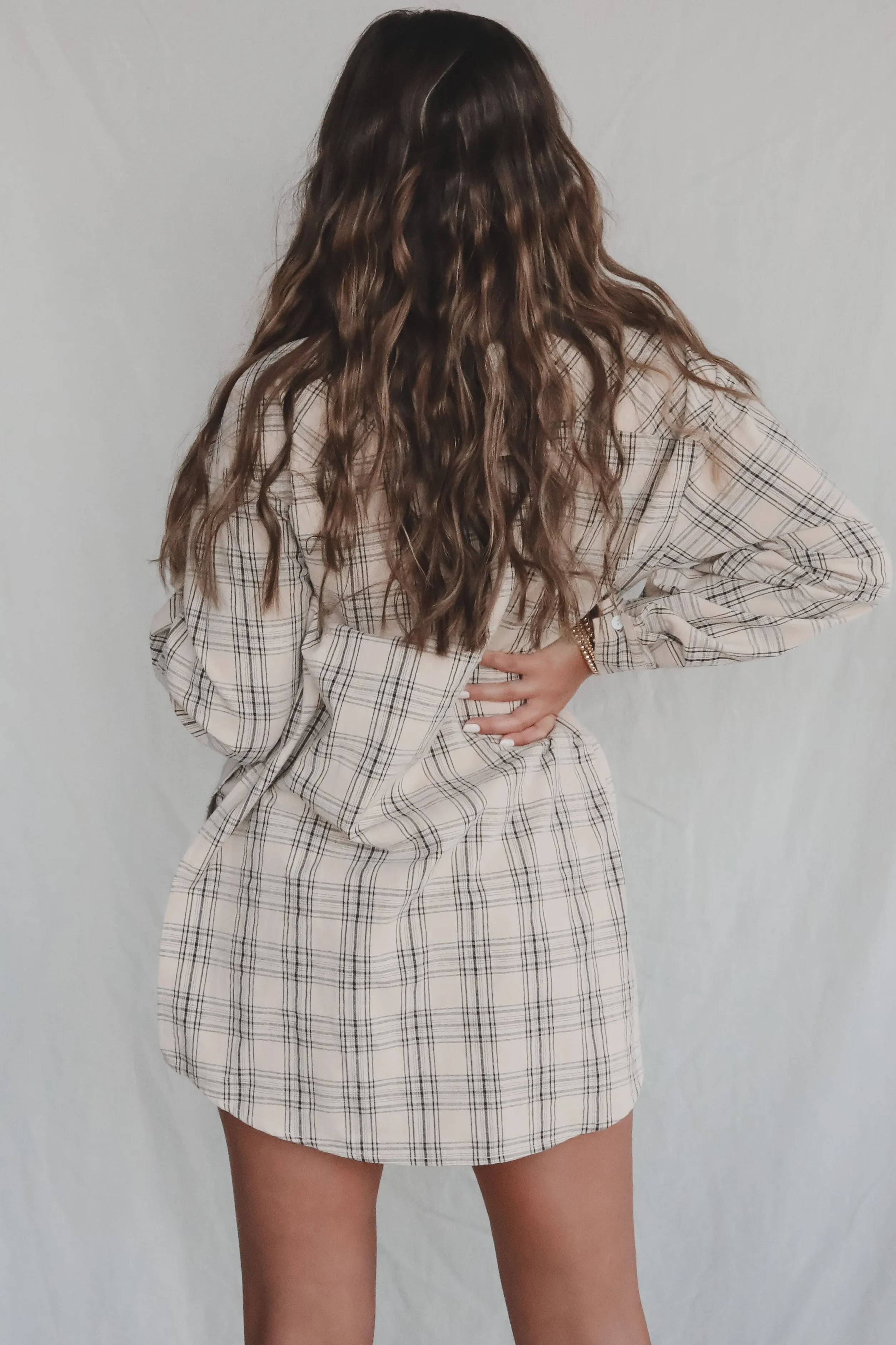 DEAL Cute Girl Cute Oversized Vanilla Mocha Plaid Shirt Romper sold by Amazing Lace product image thumbnail 2