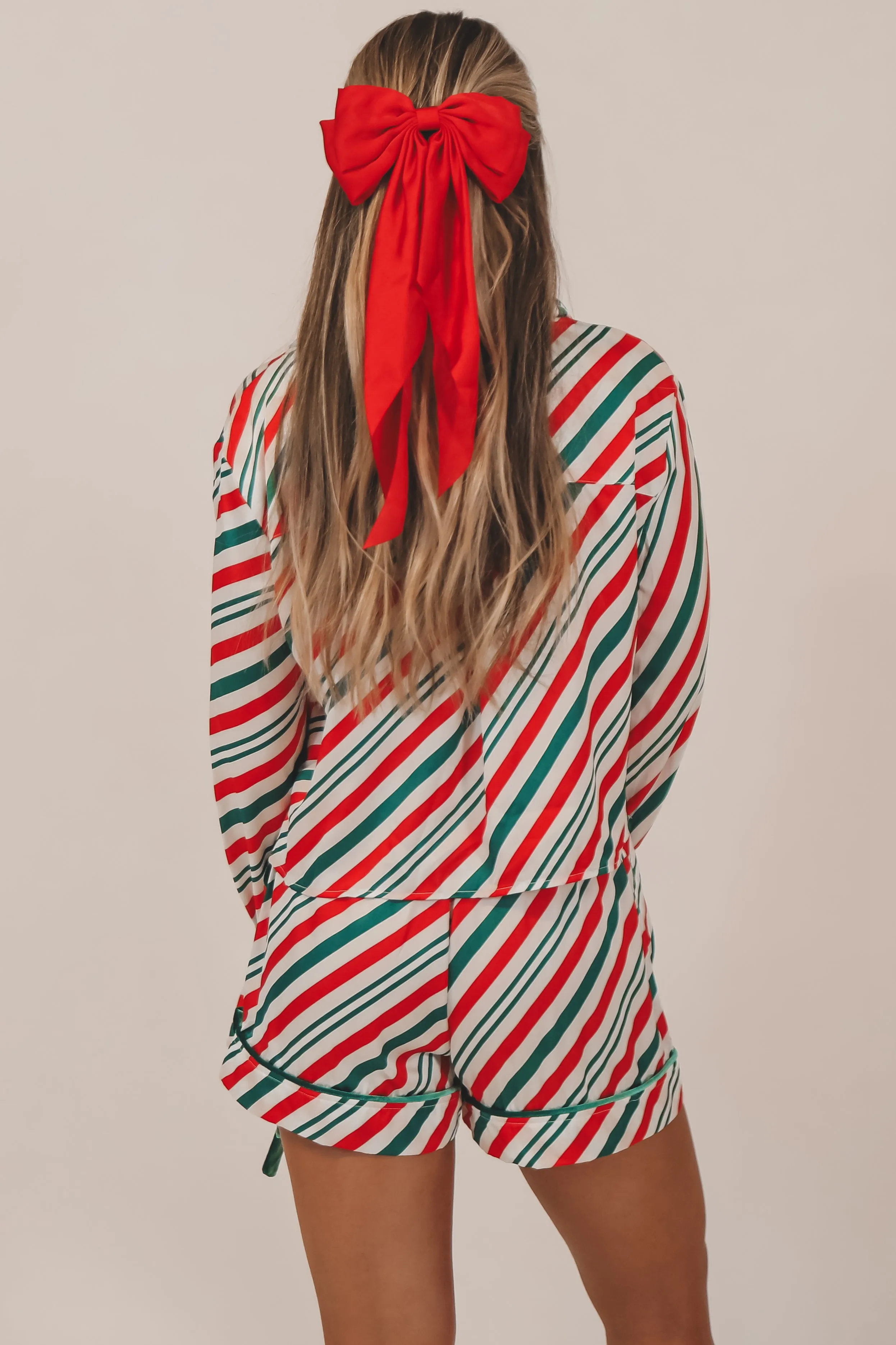 Oh Snowy Night Candy Cane Striped Satin Christmas Pajama Set PRE-ORDER sold by Amazing Lace product image thumbnail 3