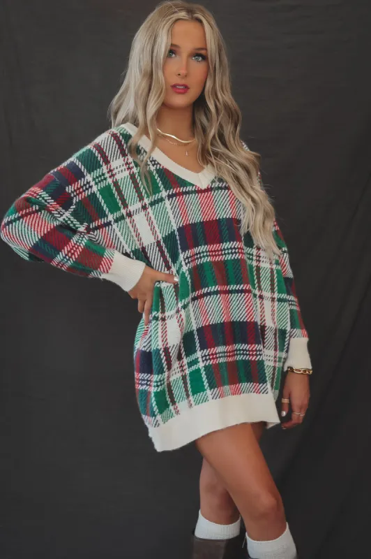 Feeling Festive And Fine Holiday Plaid Tunic Sweater Top sold by Amazing Lace