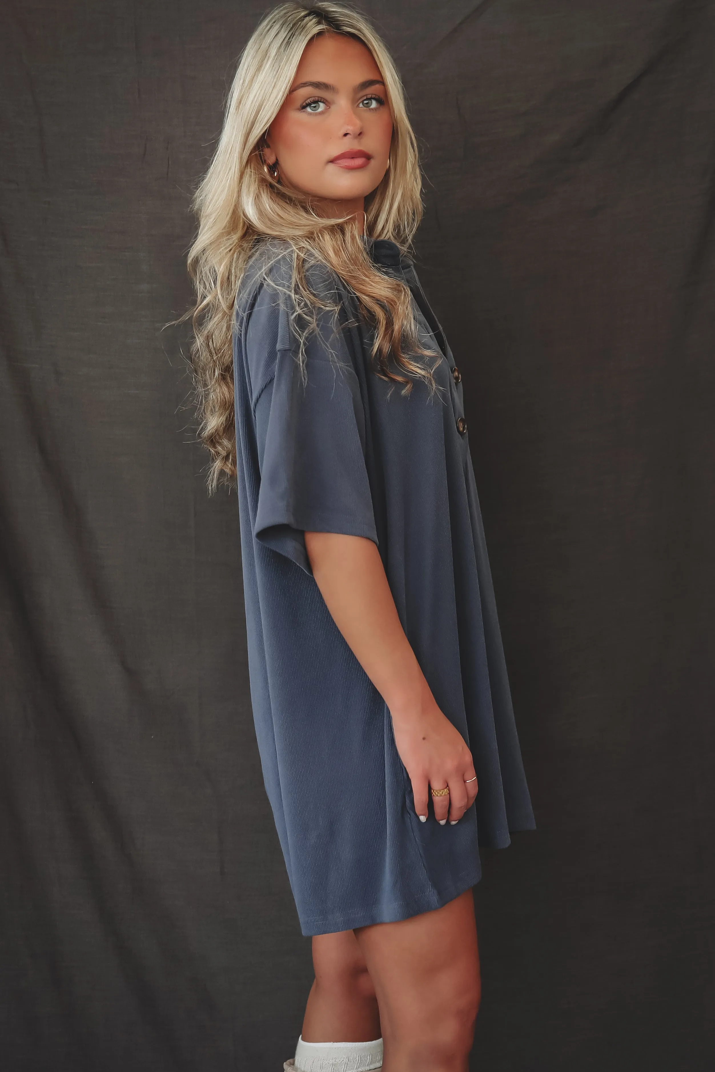 DEAL Cozy Together Button Up Navy Ribbed Romper sold by Amazing Lace product image thumbnail 2