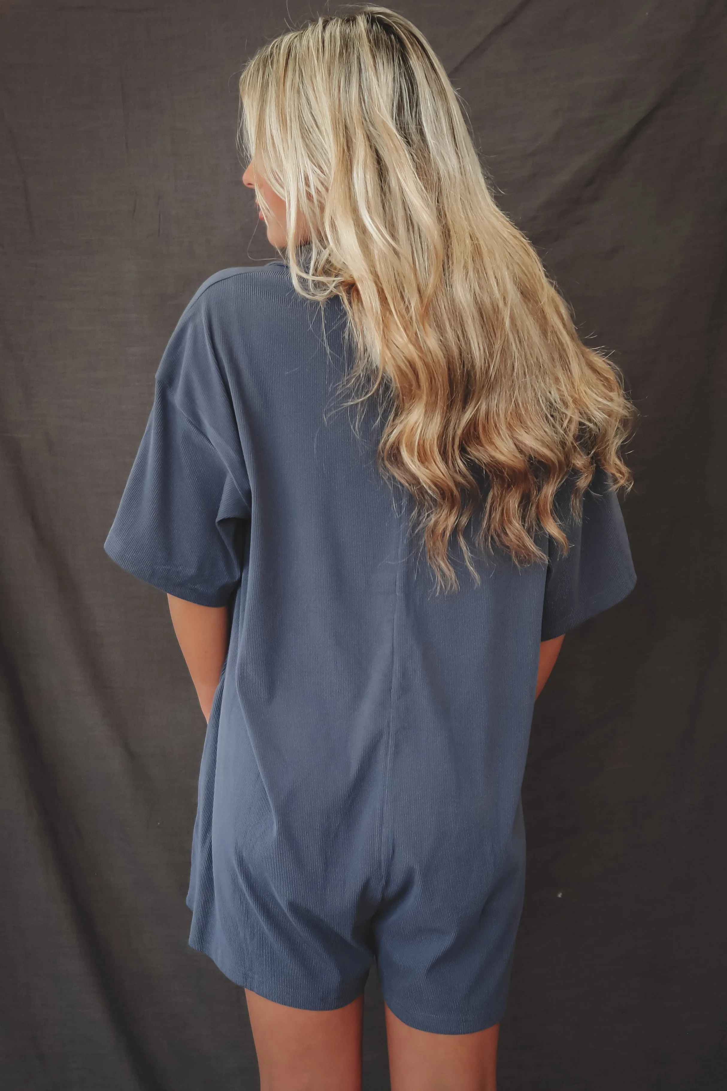 DEAL Cozy Together Button Up Navy Ribbed Romper sold by Amazing Lace product image thumbnail 3