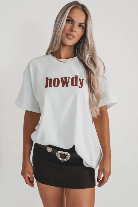 Howdy White Graphic Tee sold by Amazing Lace