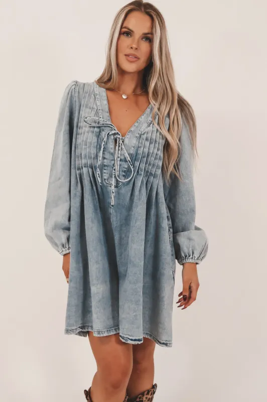 DEAL Living For This Look Long Sleeve Denim Romper Dress sold by Amazing Lace