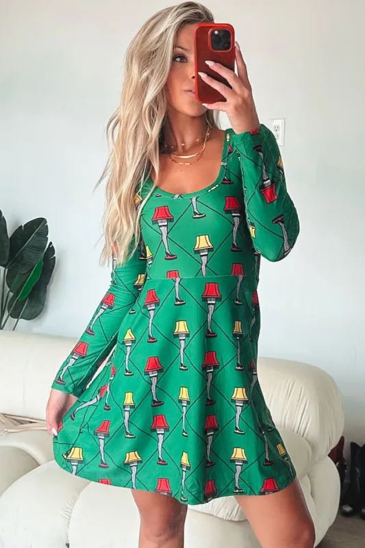 A Christmas Story Leg Lamp Long Sleeve Sweater Dress sold by Amazing Lace