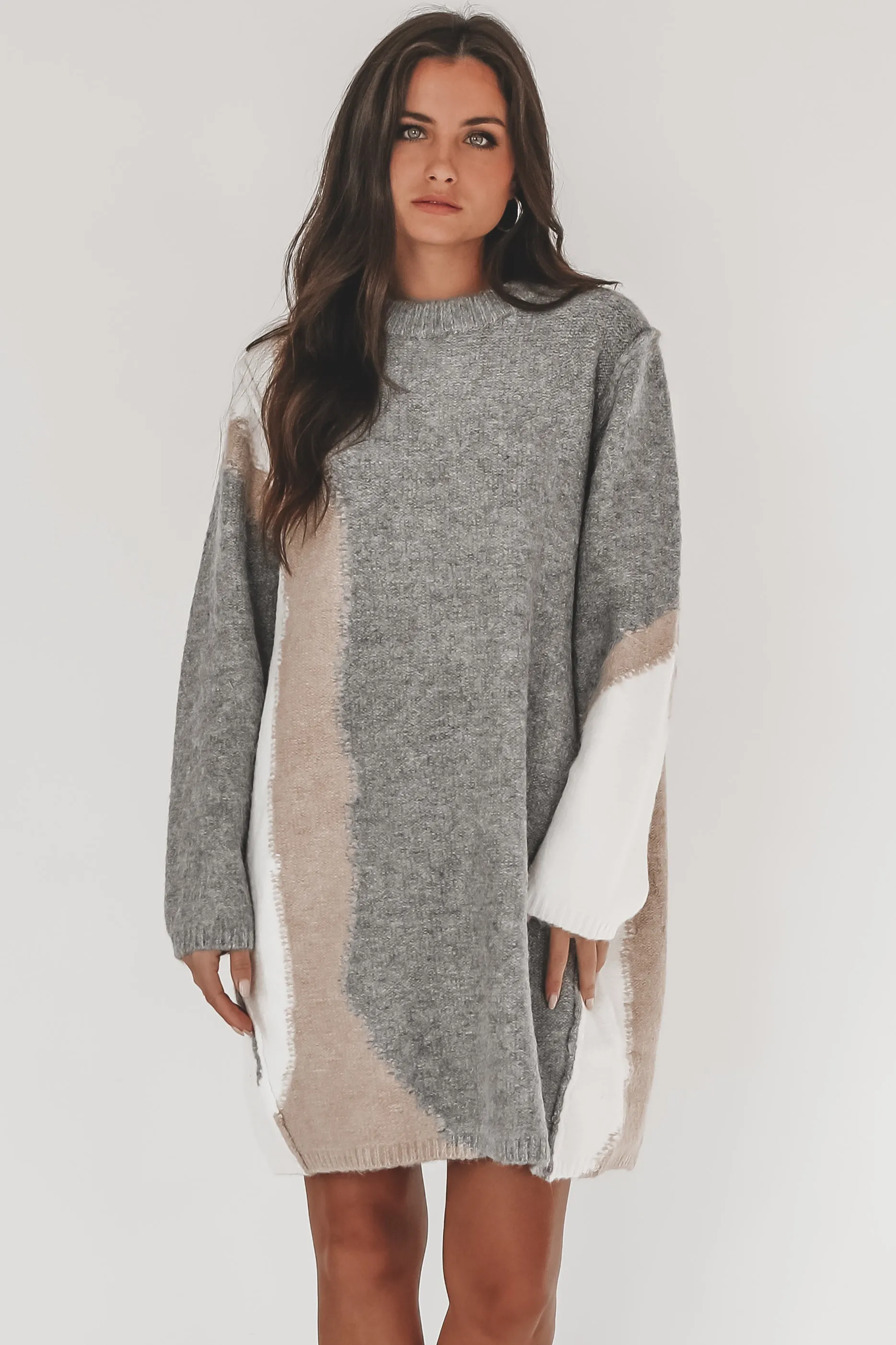DEAL Girrll You Look Warm Gray Contrast Sweater Dress sold by Amazing Lace product image thumbnail 3