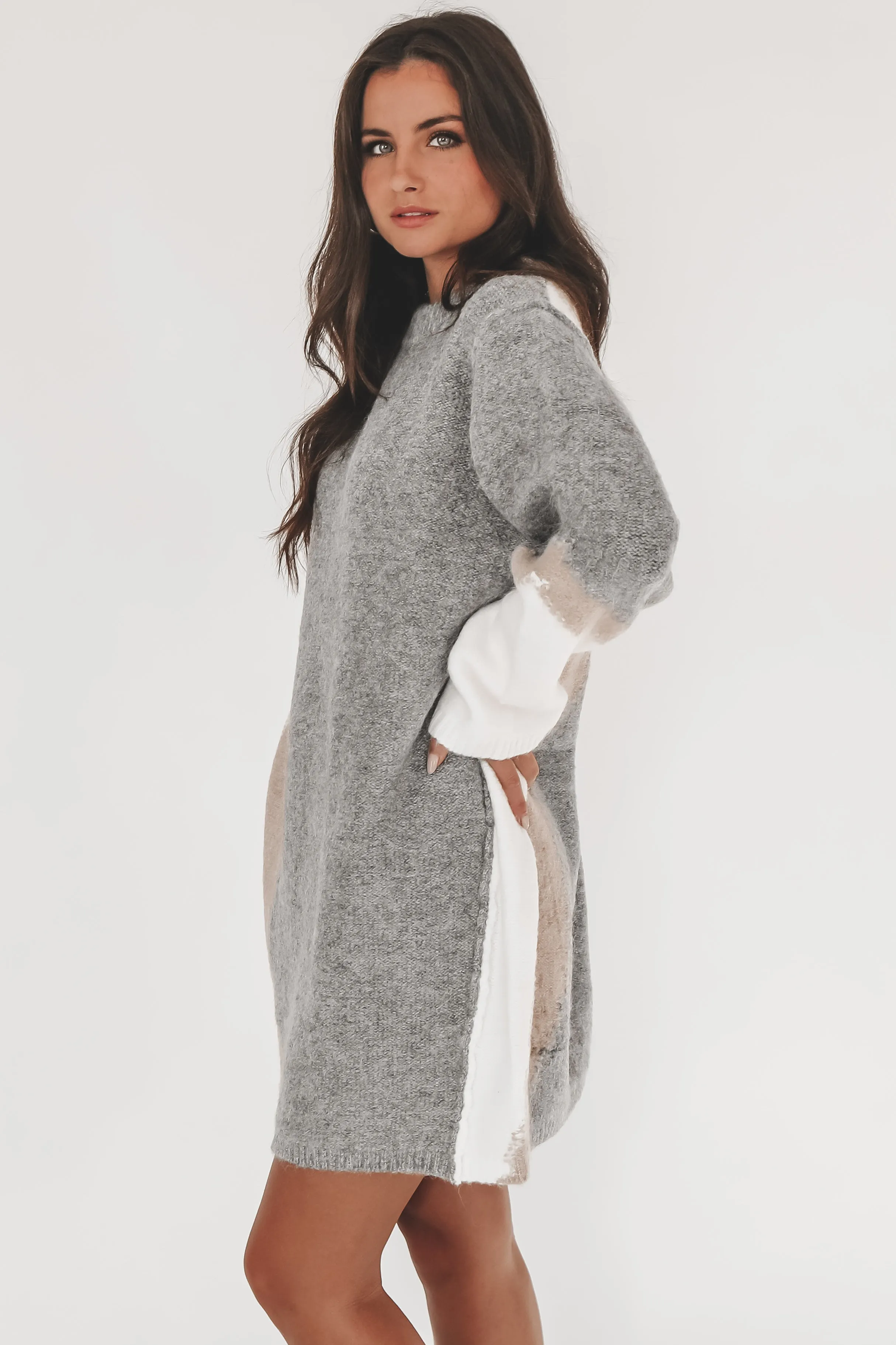 DEAL Girrll You Look Warm Gray Contrast Sweater Dress sold by Amazing Lace product image thumbnail 5