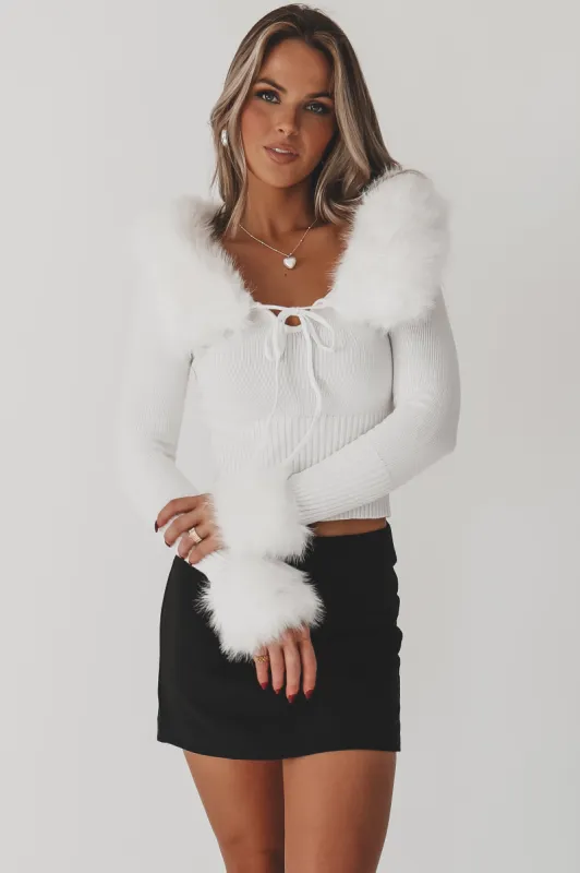 Fashionably Warm White Faux Fur Top sold by Amazing Lace
