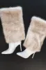 DEAL Making Cold A Statement Off White Faux Fur Stiletto Boots sold by Amazing Lace