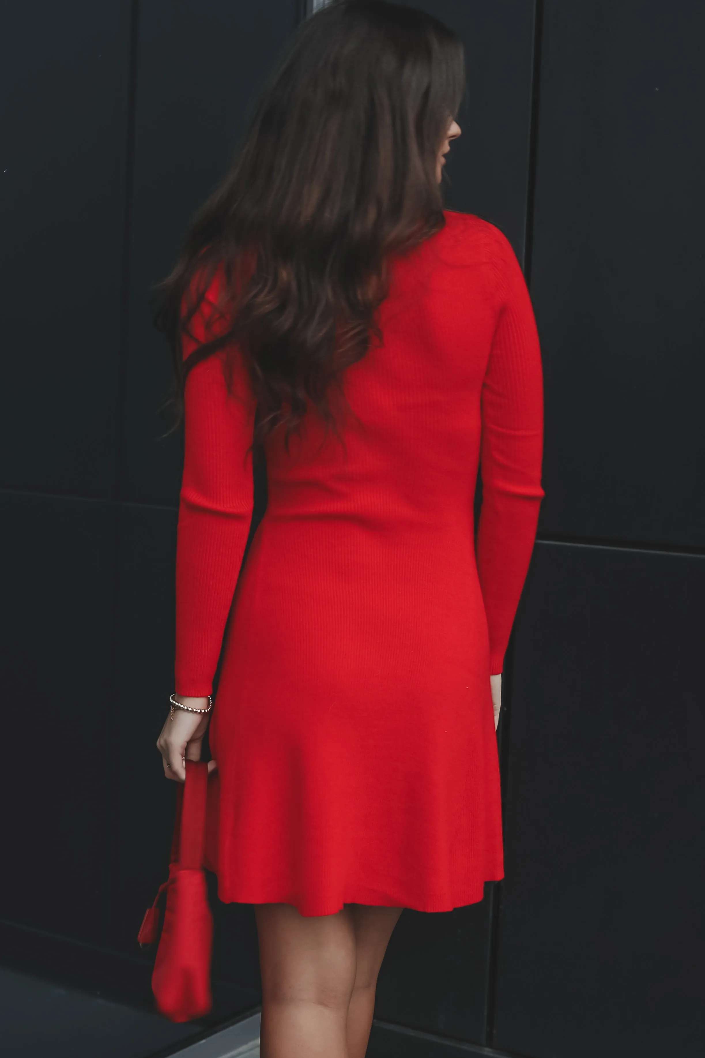 DEAL In A Really Festive Mood Red Knit Holiday Sweater Dress sold by Amazing Lace product image thumbnail 4