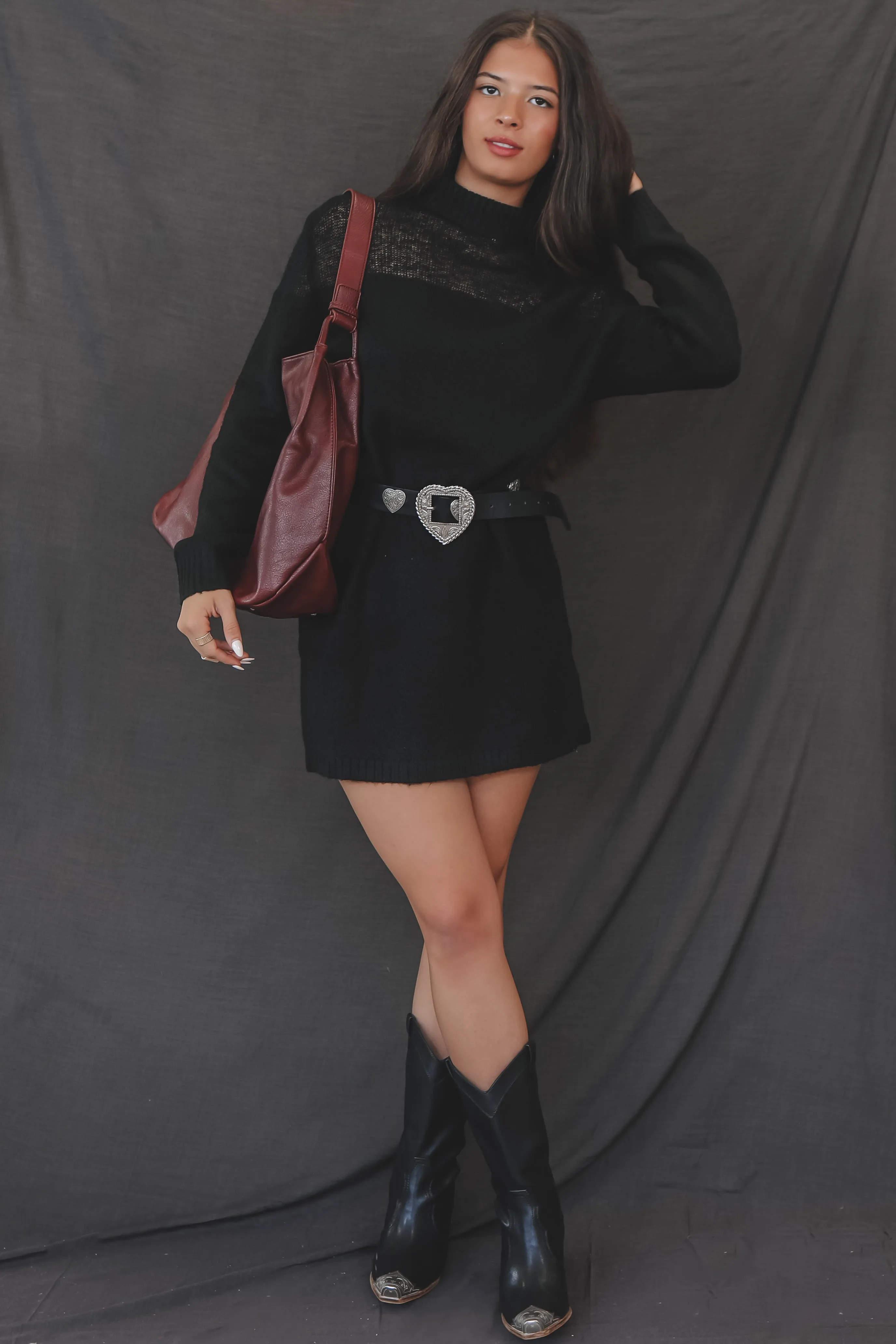 DOOR BUSTER ❄️☃️ Keeping It Hot High-Neck Knit Sweater Dress sold by Amazing Lace product image thumbnail 2