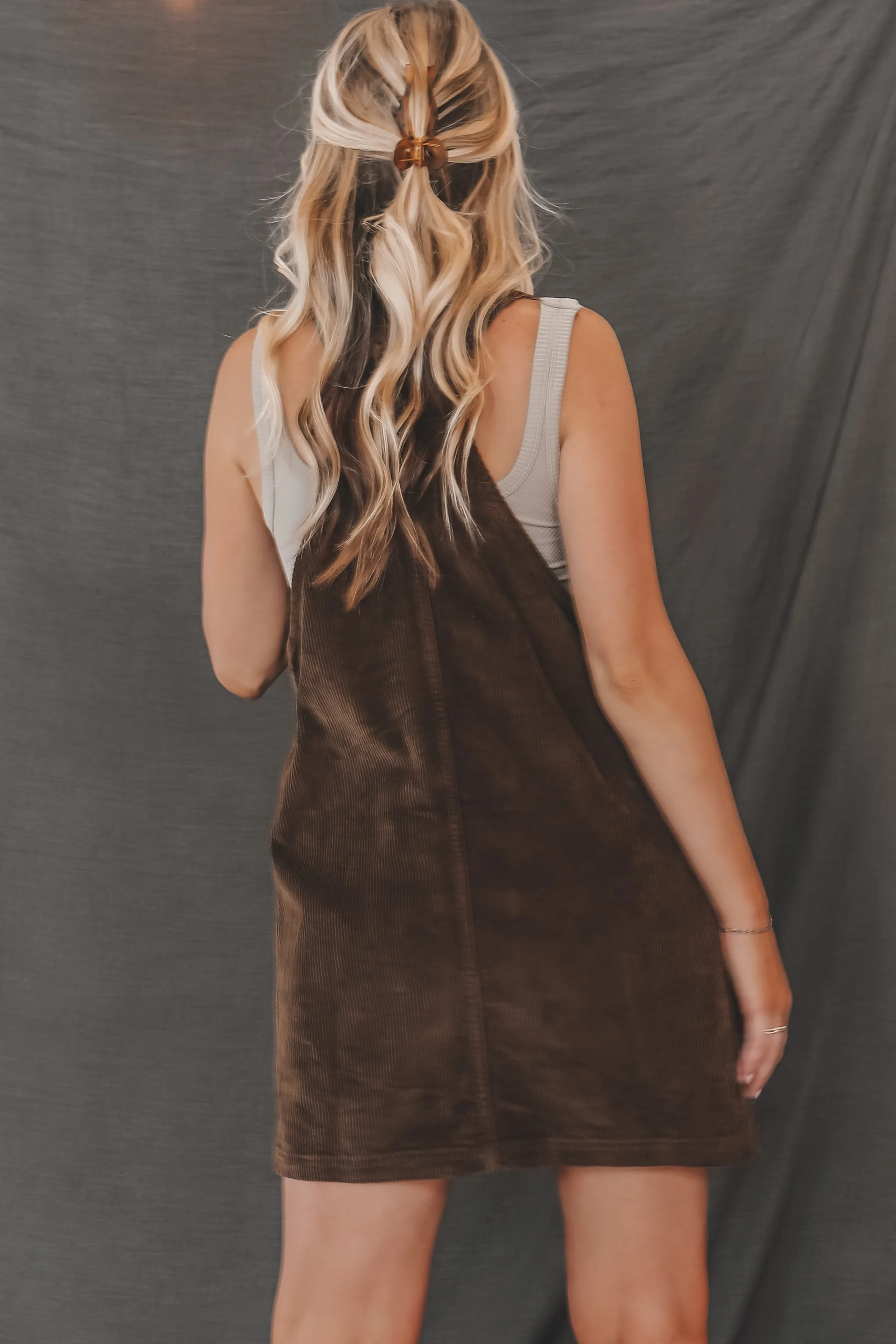DOOR BUSTER ❄️☃️ Coming Home For The Weekend Brown Corduroy Overall Dress sold by Amazing Lace product image thumbnail 2