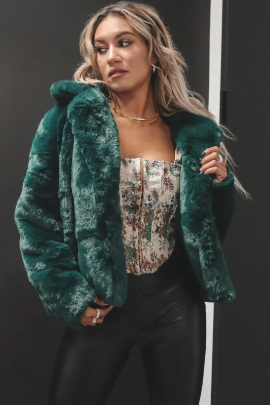 MINKPINK Raquel Emerald Faux Fur Jacket sold by Amazing Lace