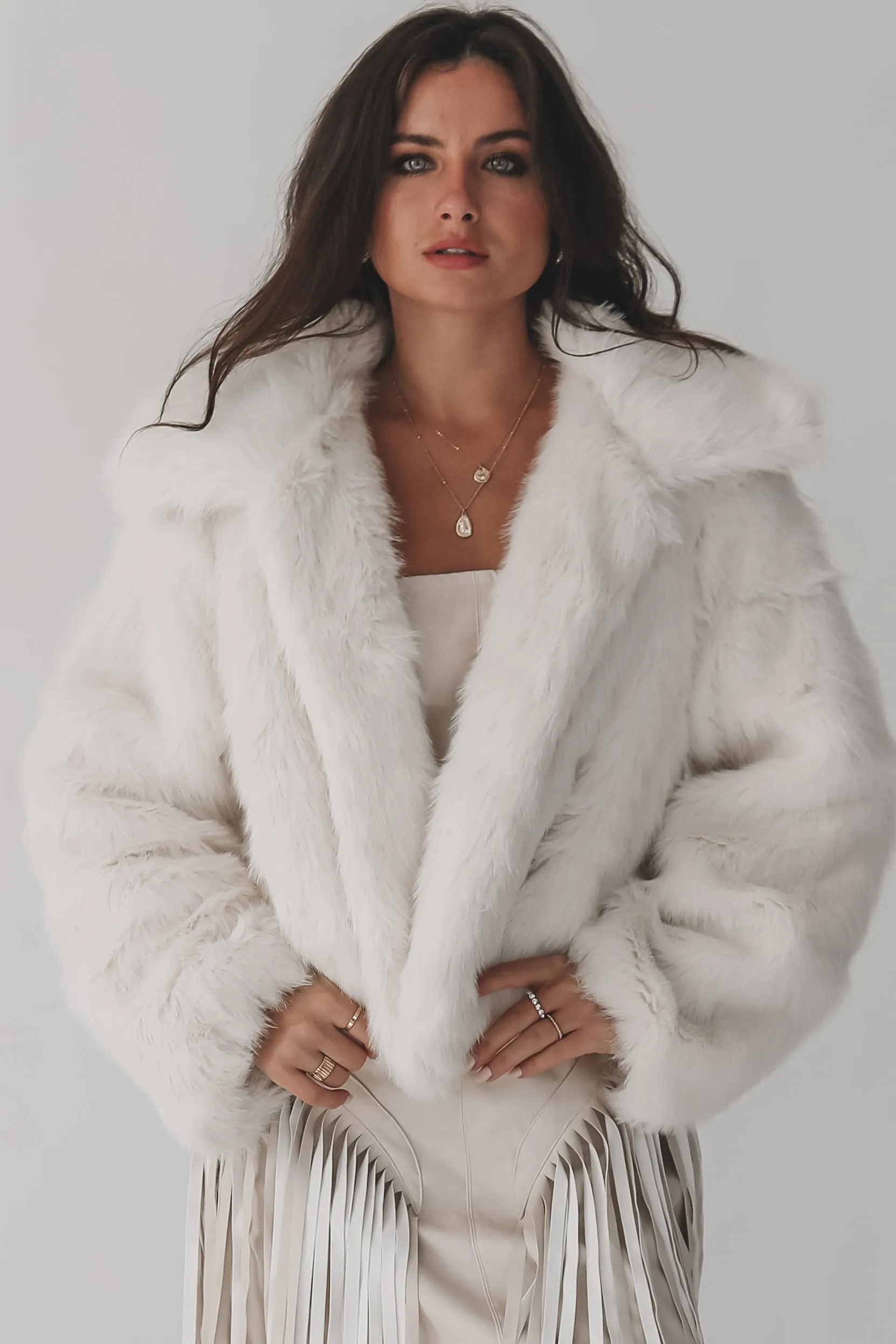 DEAL Running Late Cropped White Faux Fur Coat sold by Amazing Lace product image thumbnail 3
