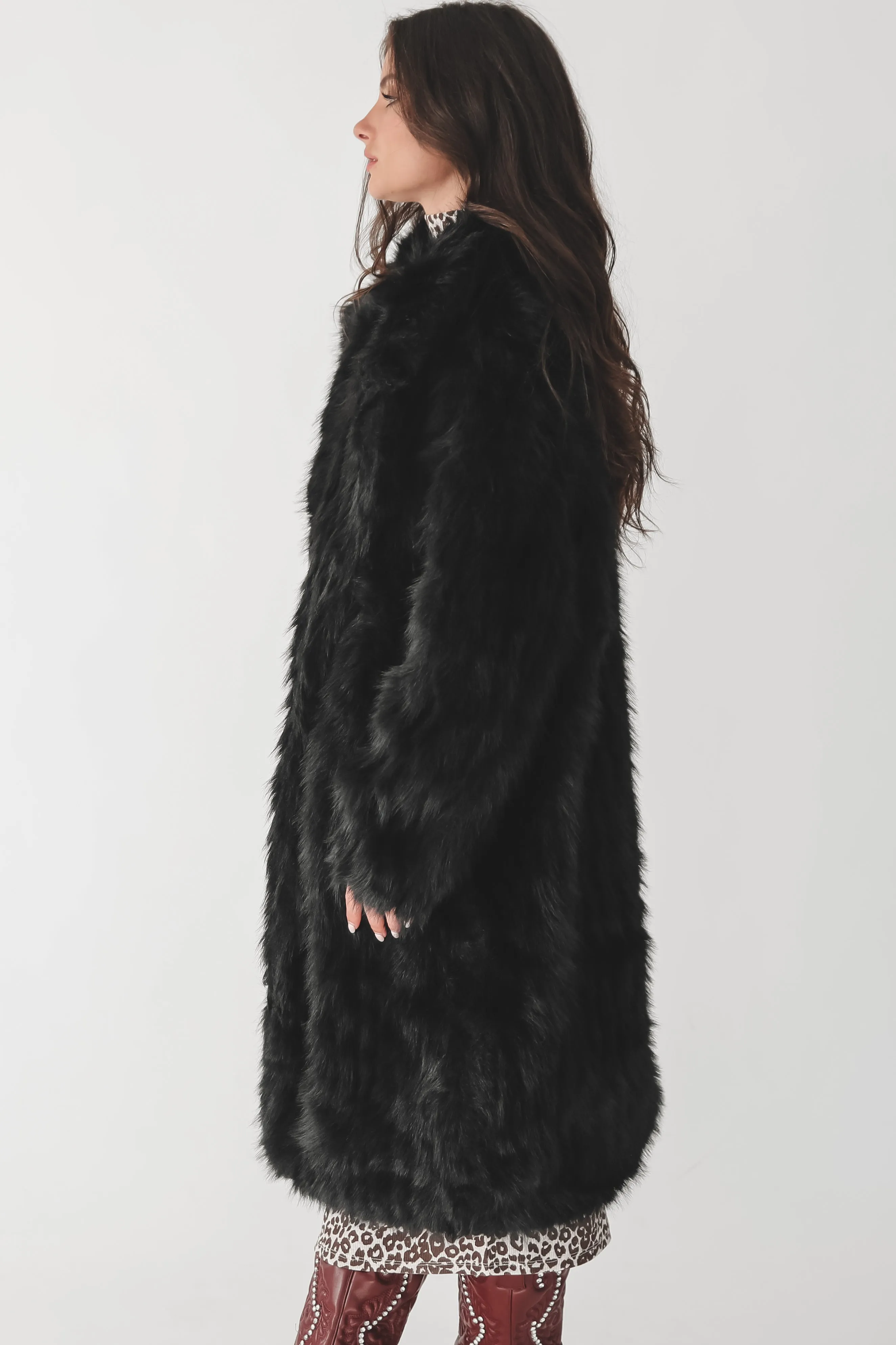 DEAL It’s Giving Luxury Black Faux Fur Long Coat sold by Amazing Lace product image thumbnail 3