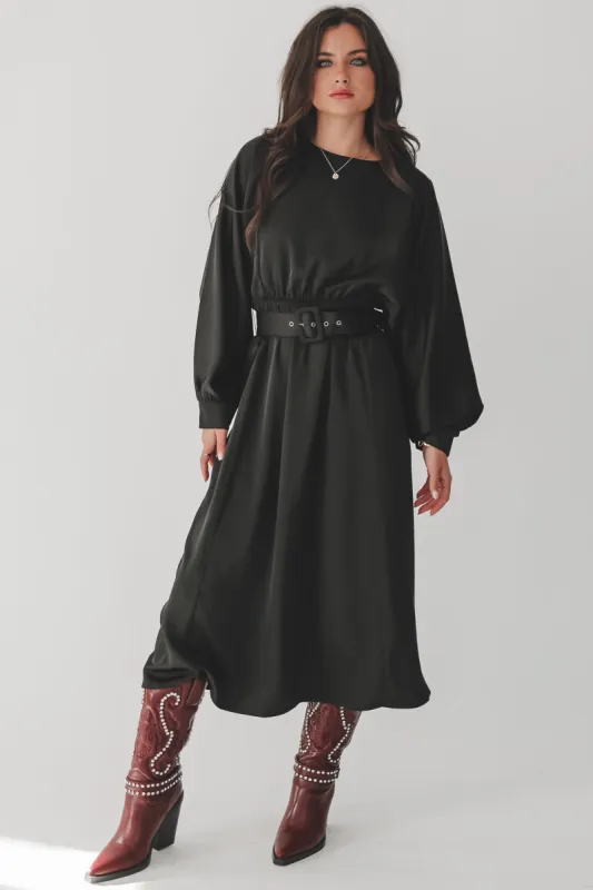 DEAL Sadie & Sage Mood Boost Black Long Sleeve Midi Dress sold by Amazing Lace