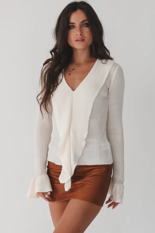 DEAL Sage The Label Petra Ruffled Ivory Sweater Top sold by Amazing Lace
