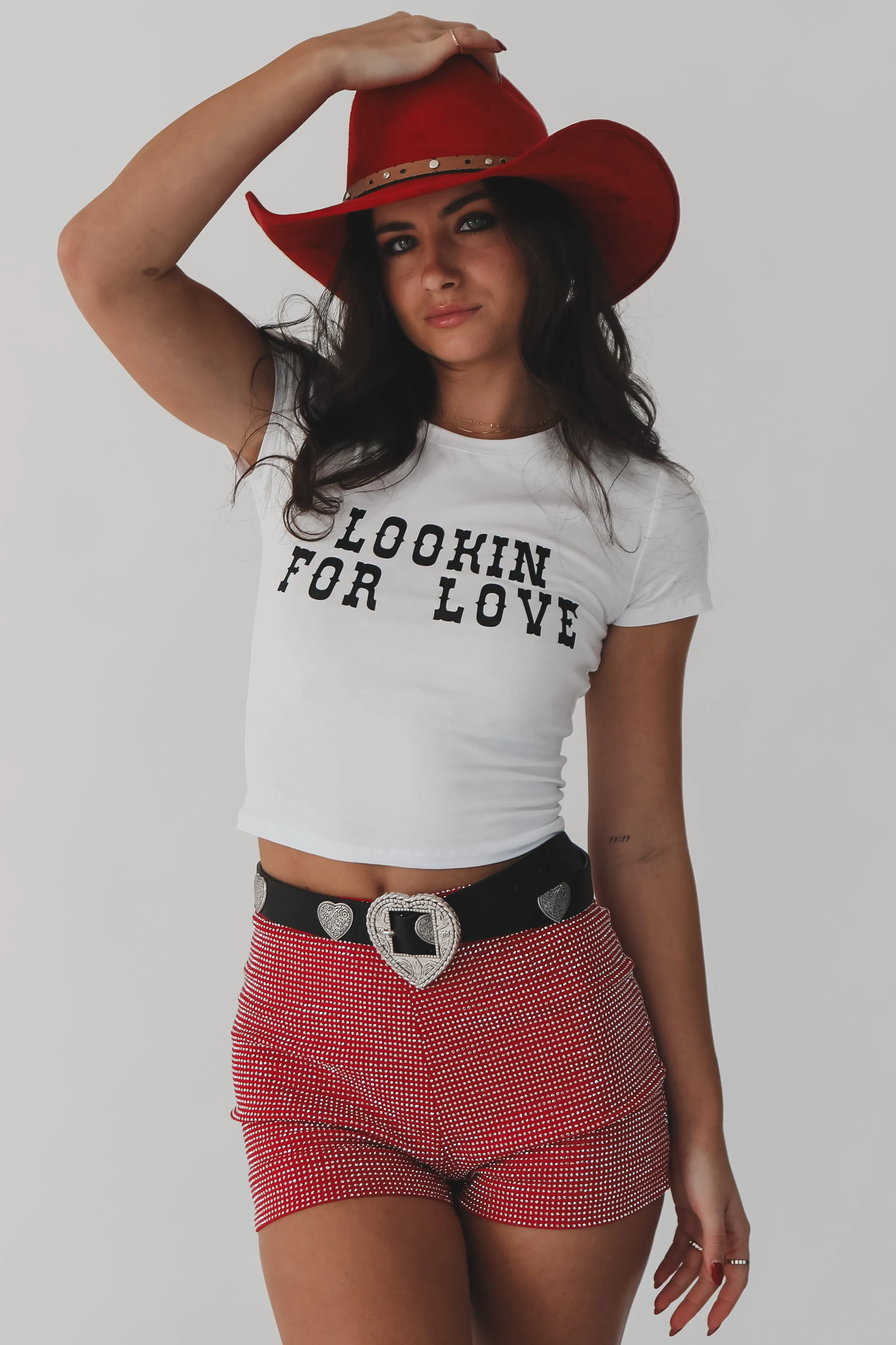DEAL Looking For Love Graphic Western Fitted Cropped Tee sold by Amazing Lace product image thumbnail 5