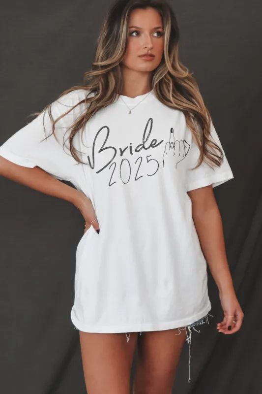 Bride 2025 Ring Finger Graphic Comfort Color T-shirt sold by Amazing Lace