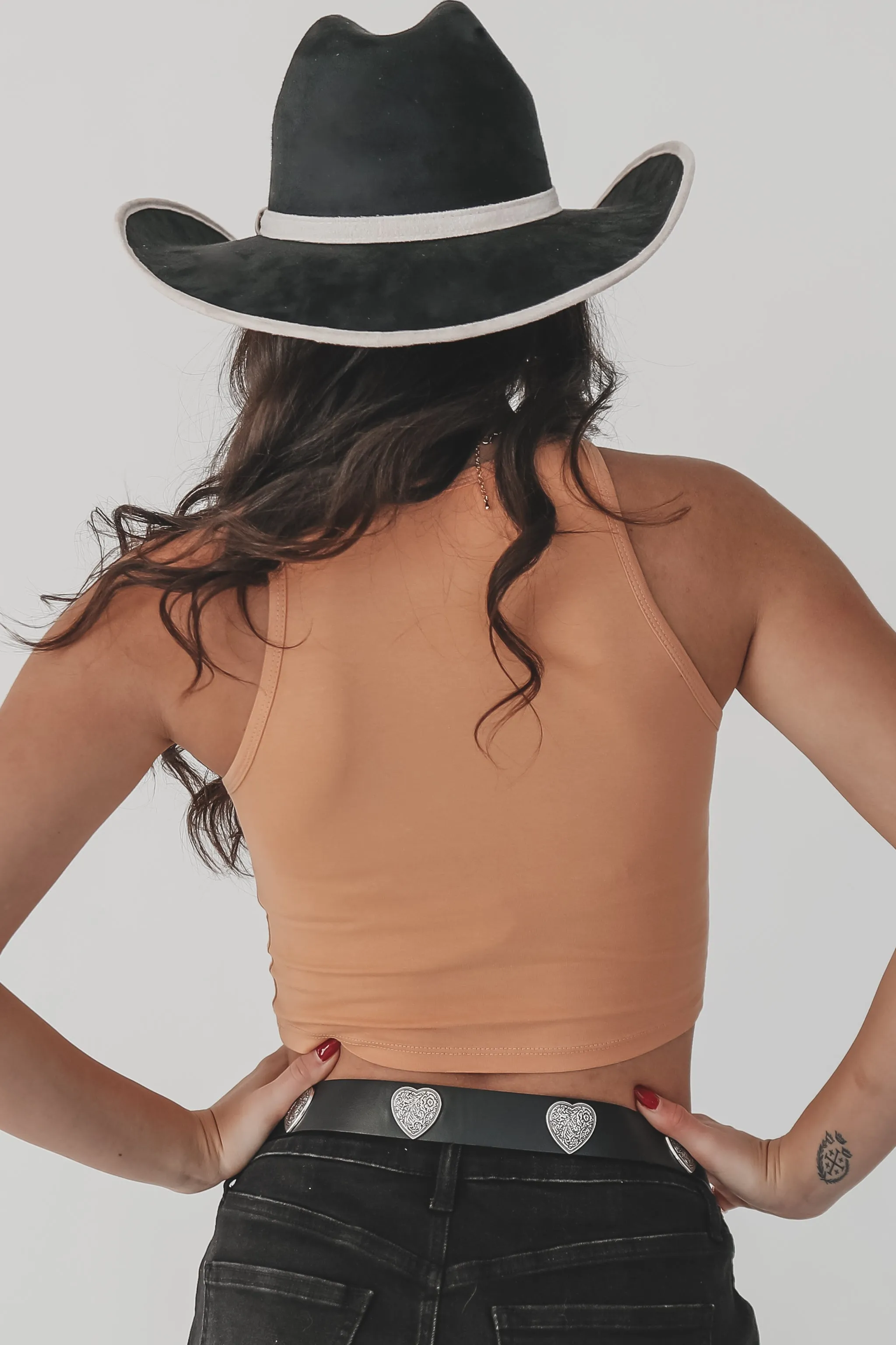 I Love Cowboys High Neck Western Graphic Cropped Fitted Tank sold by Amazing Lace product image thumbnail 2