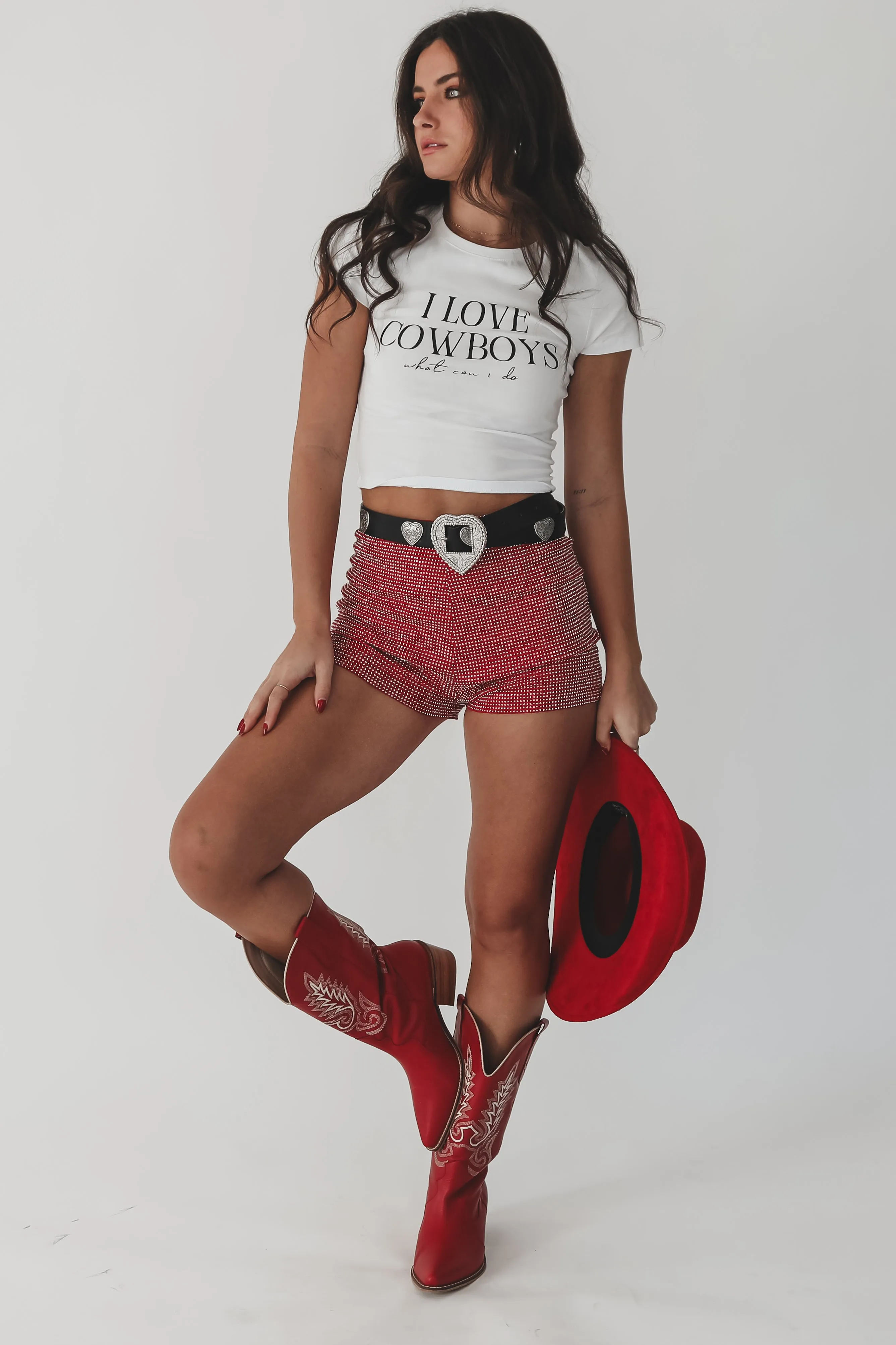 I Love Cowboys Western Graphic Baby Tee Crop sold by Amazing Lace product image thumbnail 5