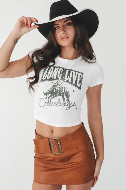Long Live Cowboys Western Graphic Baby Tee Crop sold by Amazing Lace