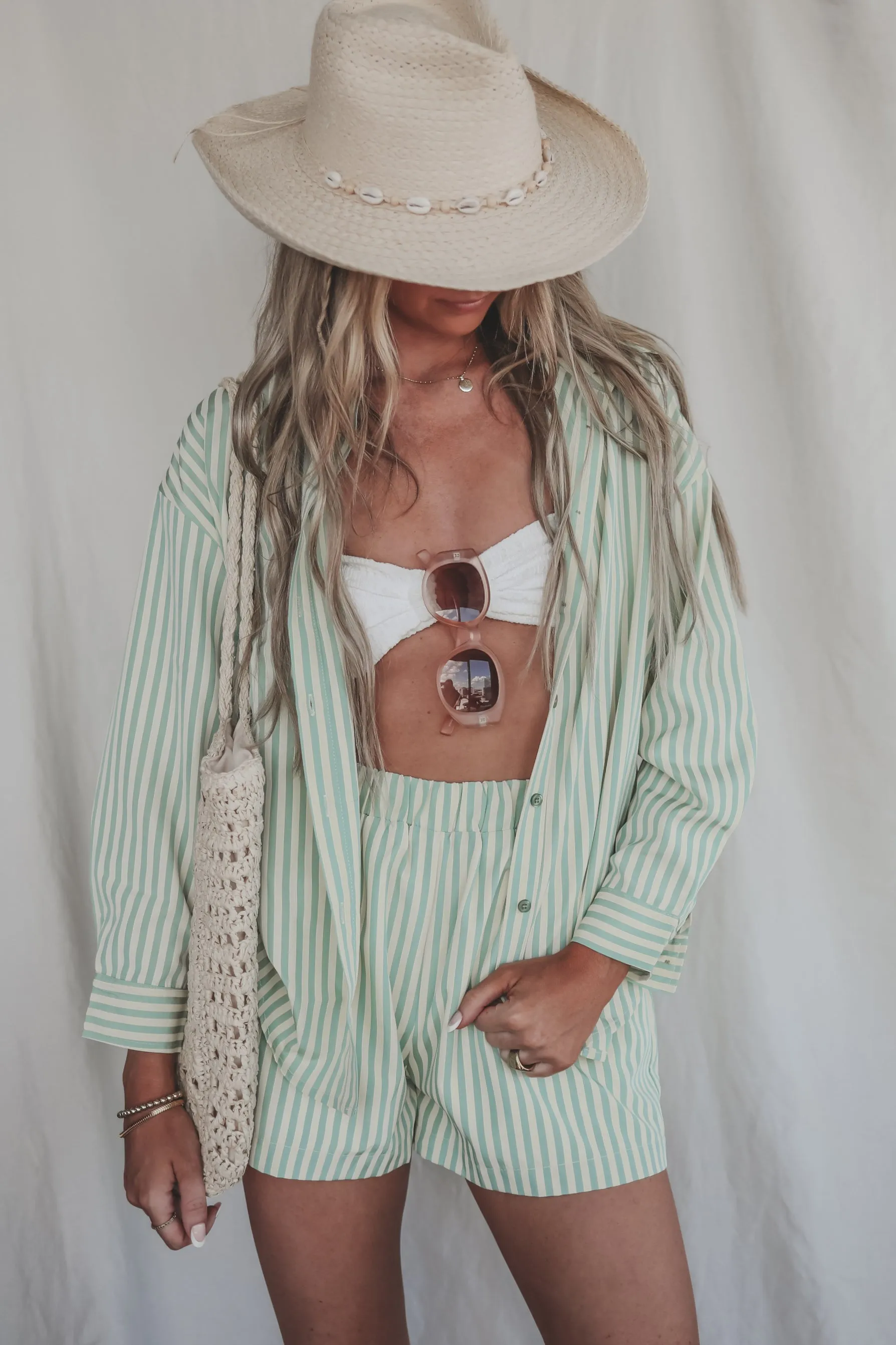 Something Minty Button Up Striped Top sold by Amazing Lace