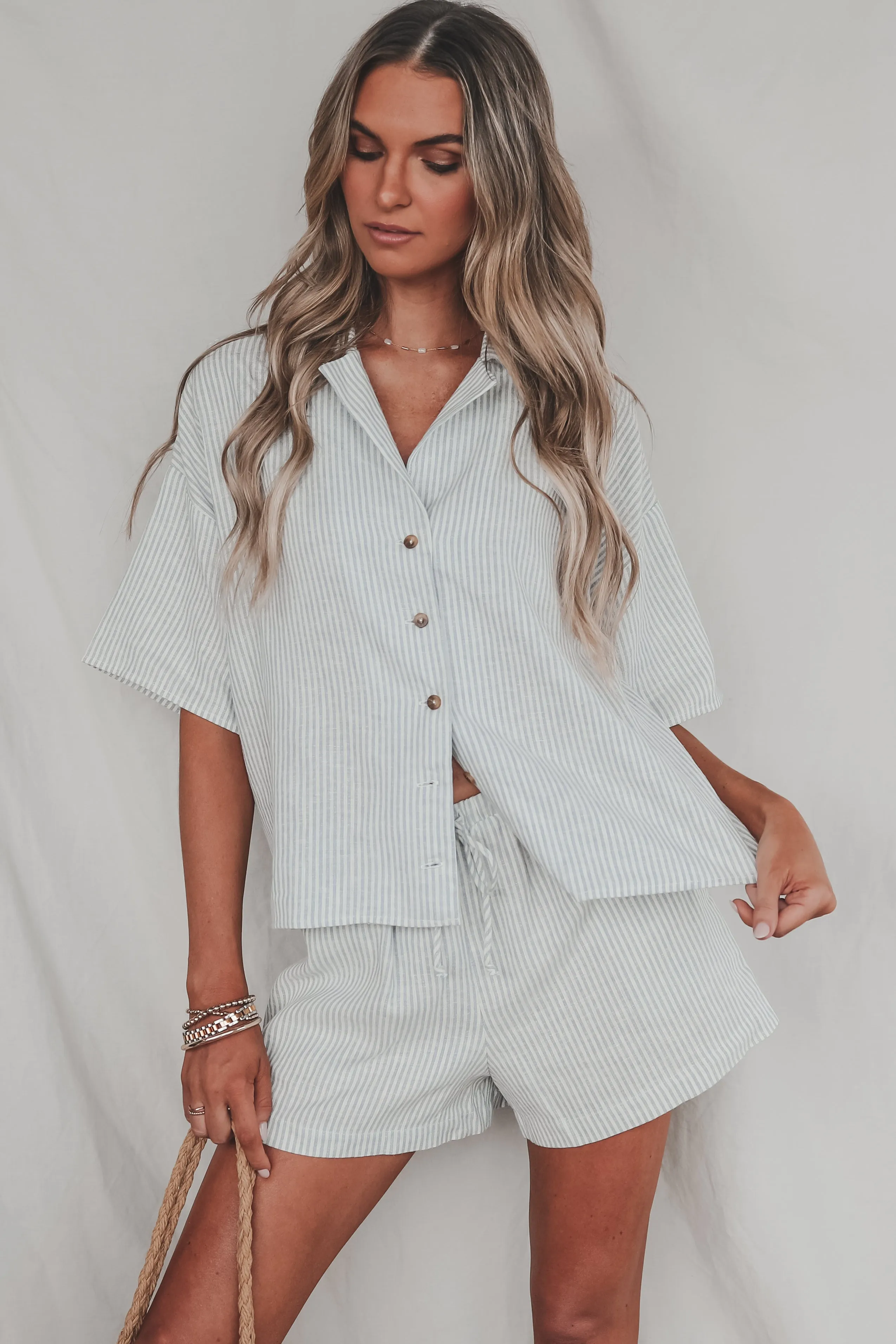 Having A Boat Day Striped Button Up Top sold by Amazing Lace