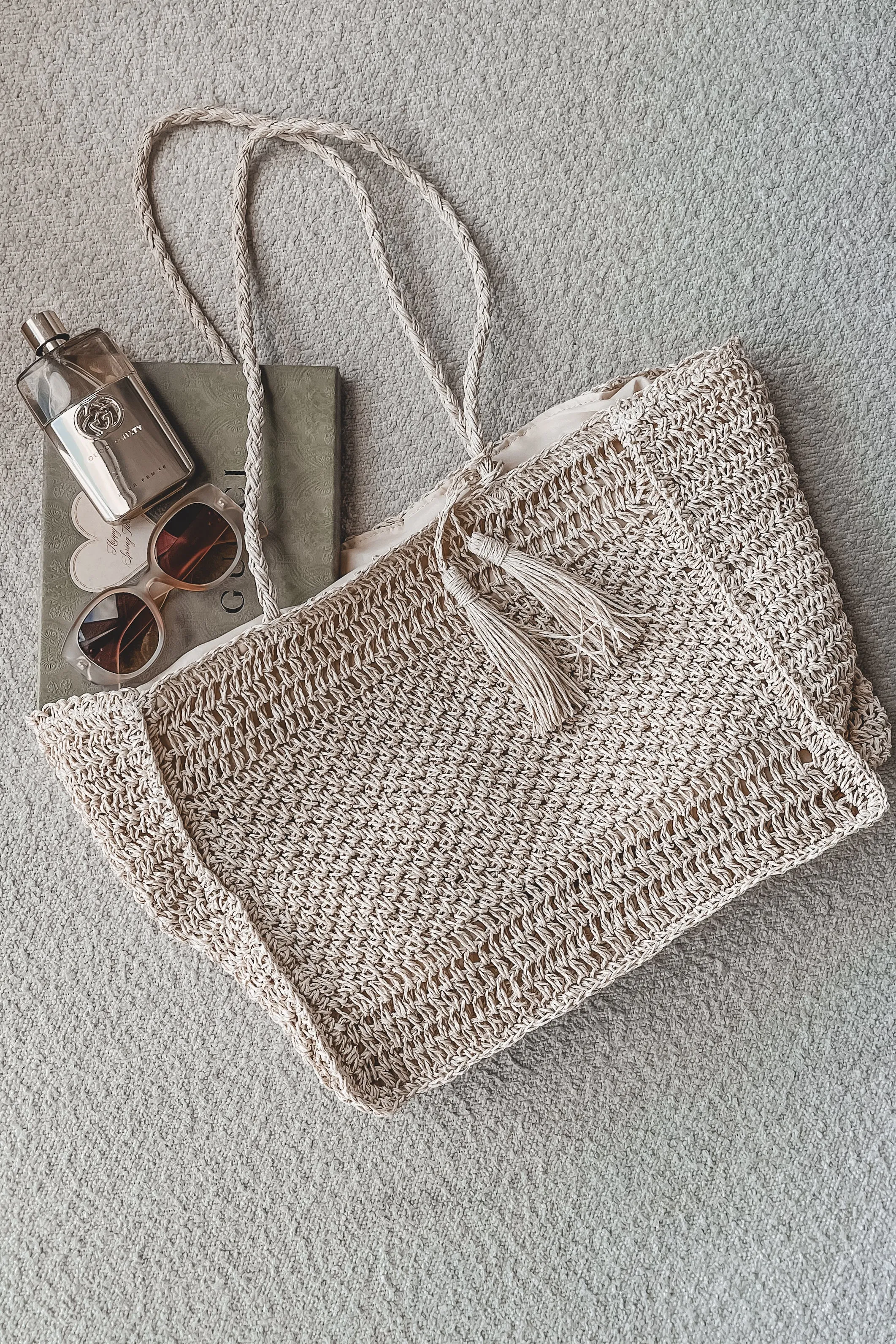 A Stroll On The Beach Straw Knit Tote Bag sold by Amazing Lace product image thumbnail 2