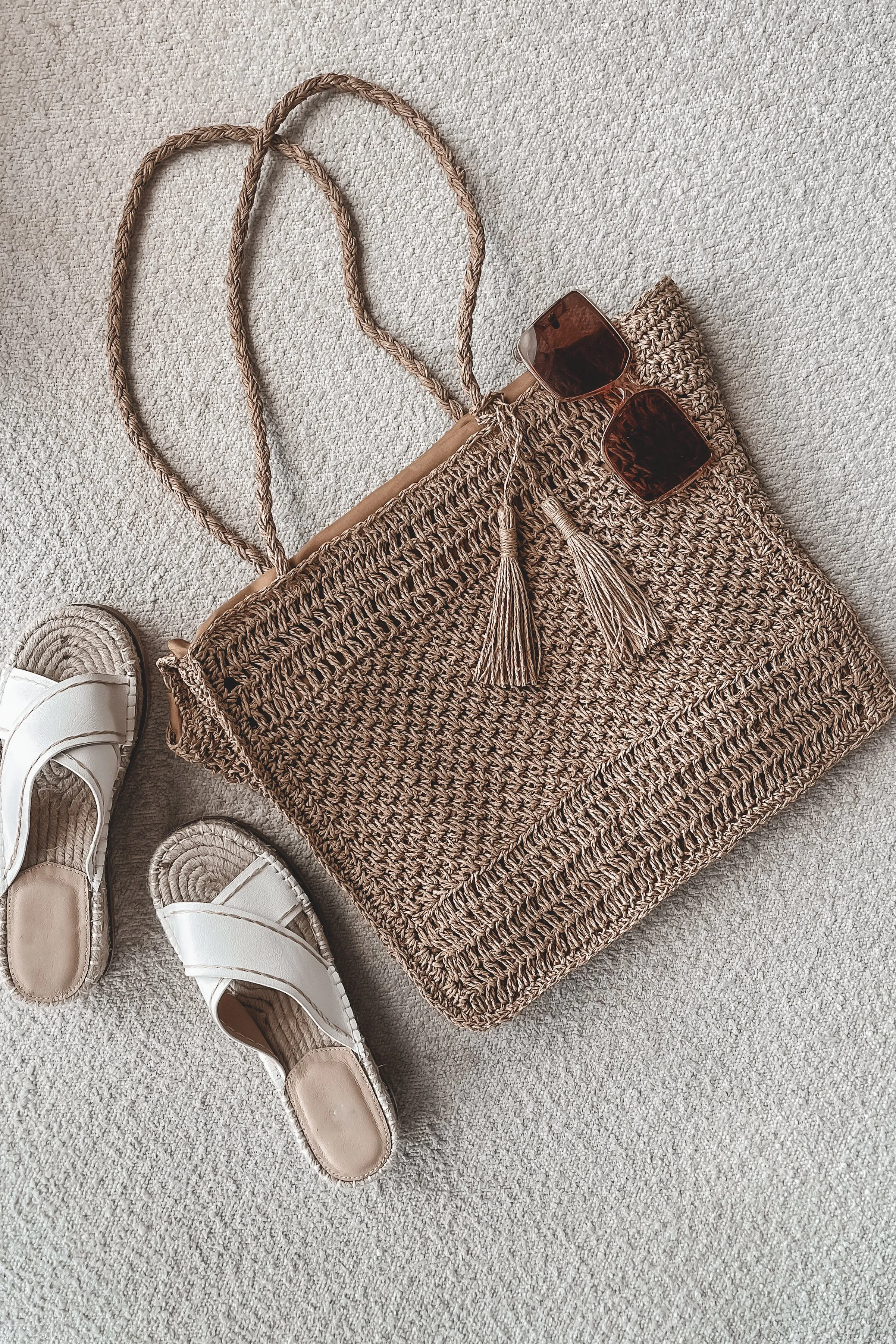 A Stroll On The Beach Straw Knit Tote Bag sold by Amazing Lace product image thumbnail 5