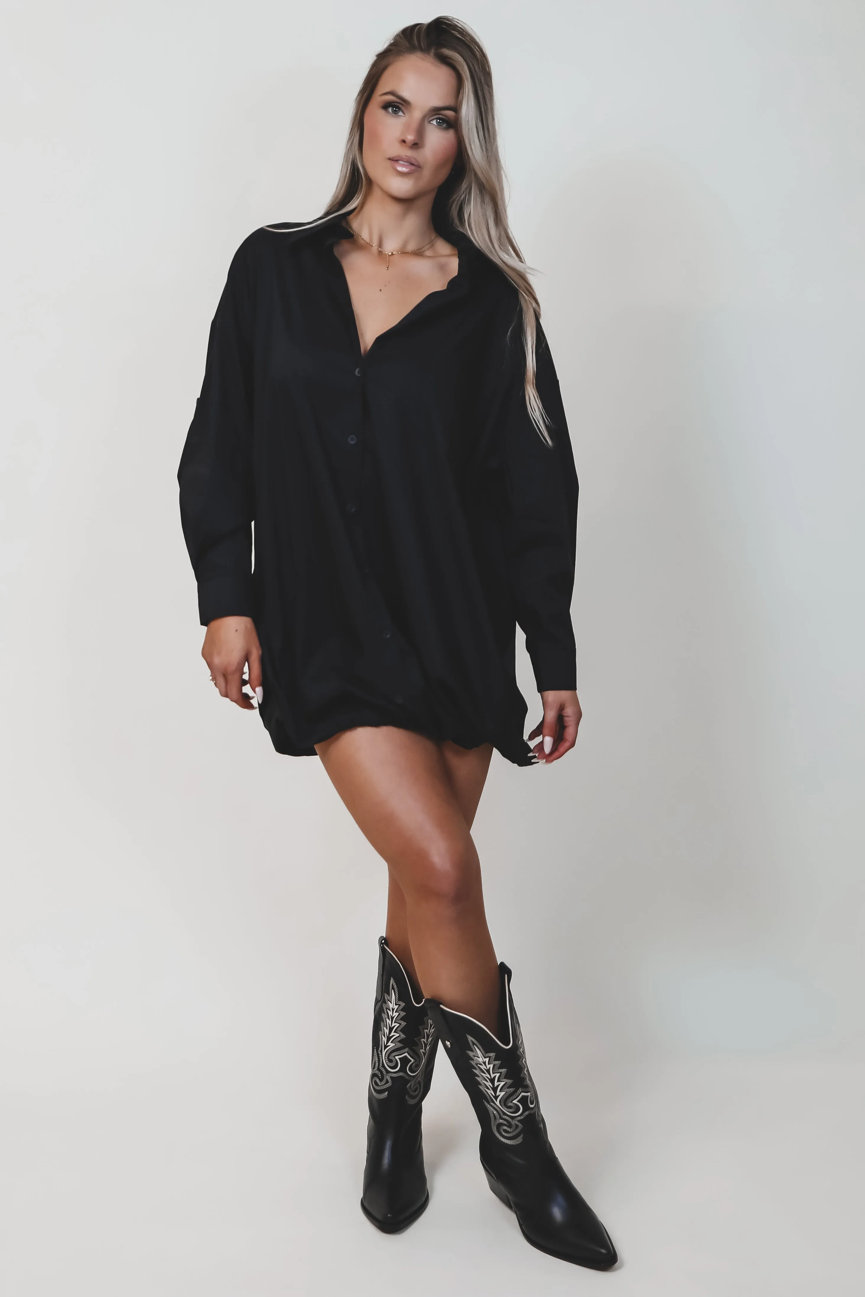 Dress Up Nice Black Bubble Button Up Shirt Dress sold by Amazing Lace product image thumbnail 4