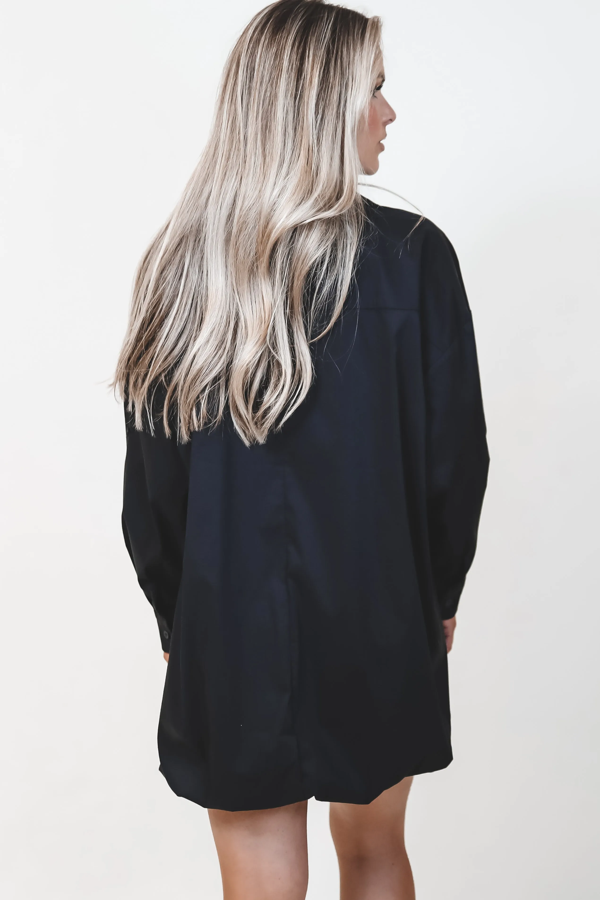 Dress Up Nice Black Bubble Button Up Shirt Dress sold by Amazing Lace product image thumbnail 2