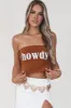 Howdy Double Lined Burnt Orange Western Strapless Graphic sold by Amazing Lace