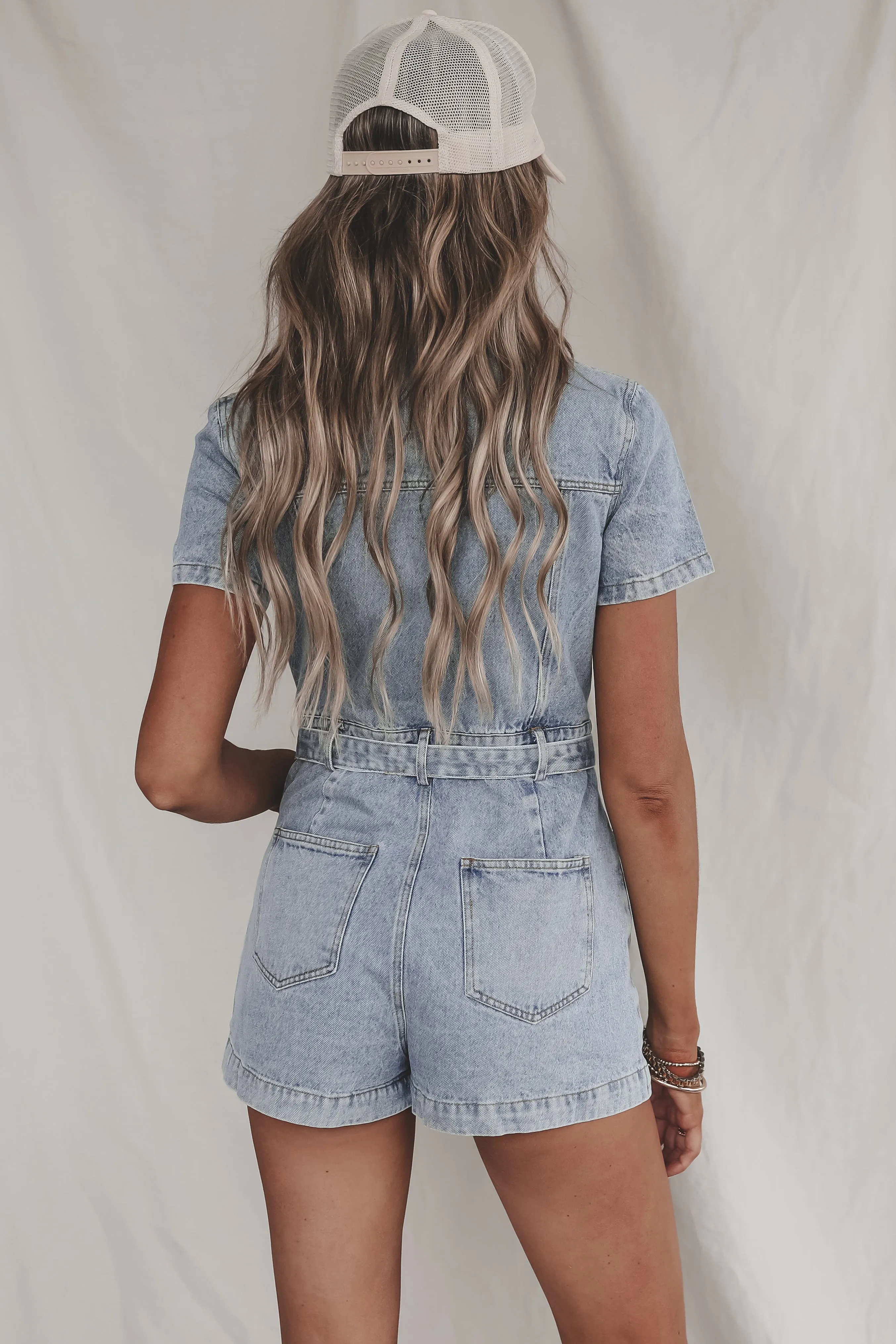 Denim Looks Good On You Short Sleeve Denim Romper sold by Amazing Lace product image thumbnail 2