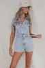 Denim Looks Good On You Short Sleeve Denim Romper sold by Amazing Lace