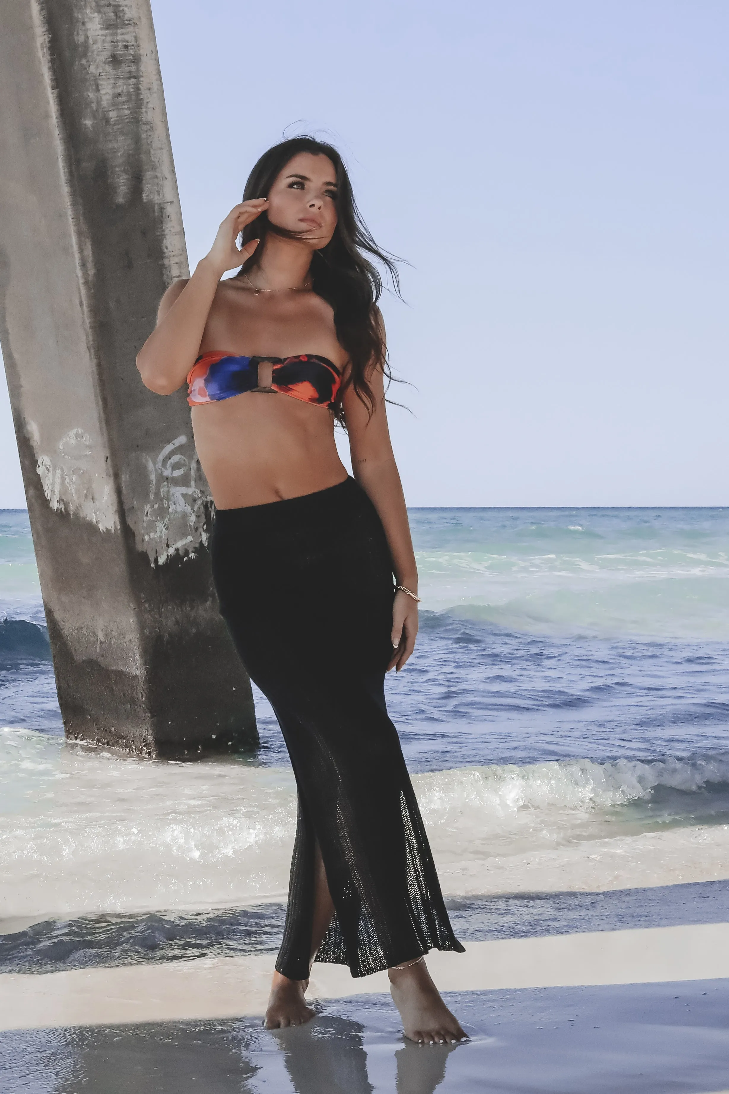 DEAL Call Me When It’s Warm Knit Slit Midi Skirt sold by Amazing Lace