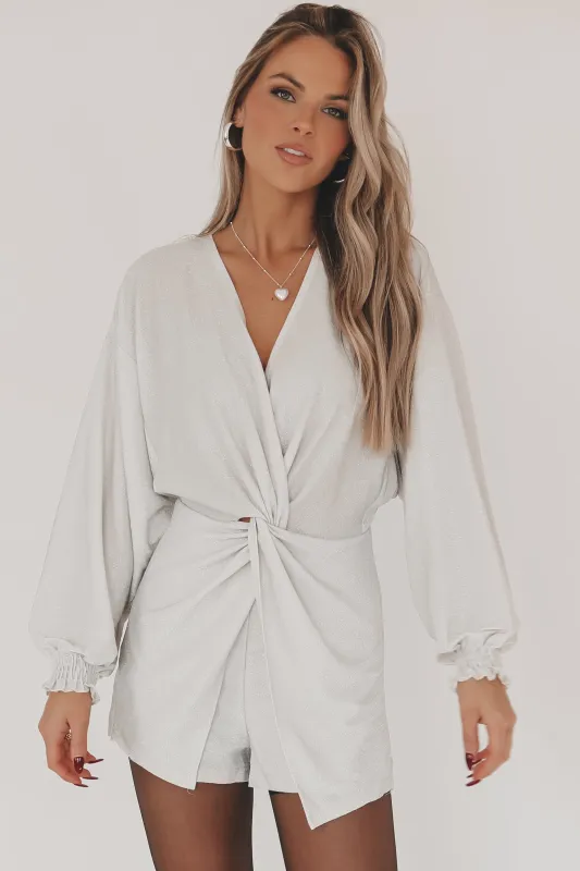 Brightest In The Room White Sparkle Party Romper sold by Amazing Lace