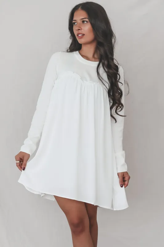 Sweeter Than Most Long Sleeve White Mini Dress sold by Amazing Lace