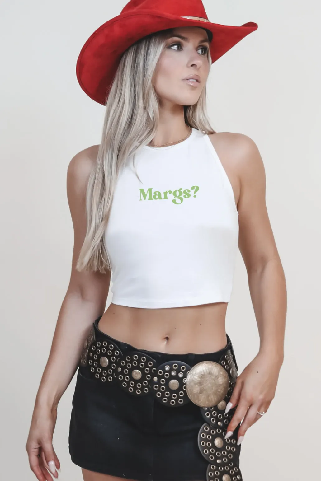 Minimalist Margs Always Cropped High Neck Graphic Tank sold by Amazing Lace product image thumbnail 3