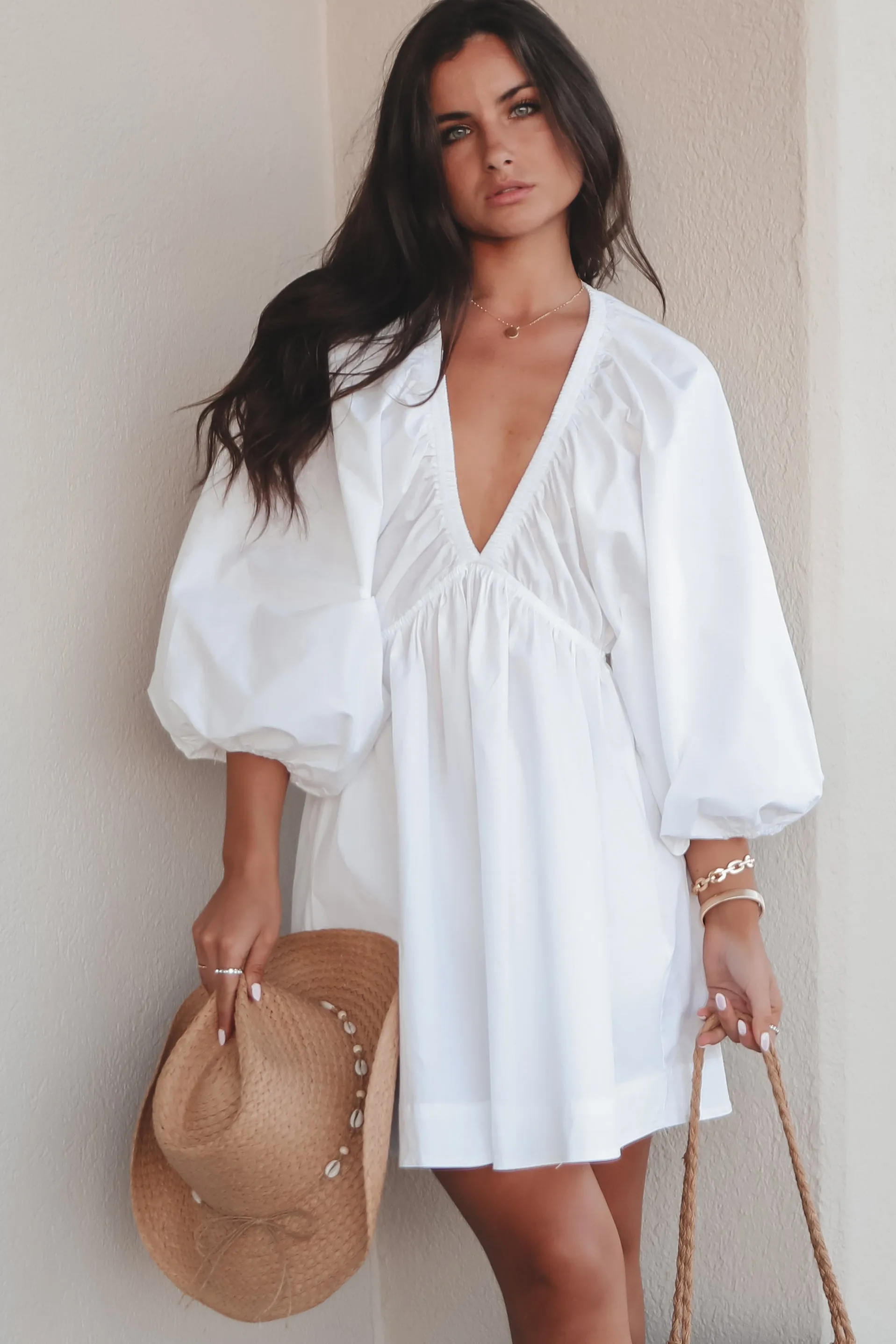 Promises To Keep Deep V Neckline Balloon Sleeve Dress sold by Amazing Lace product image thumbnail 2