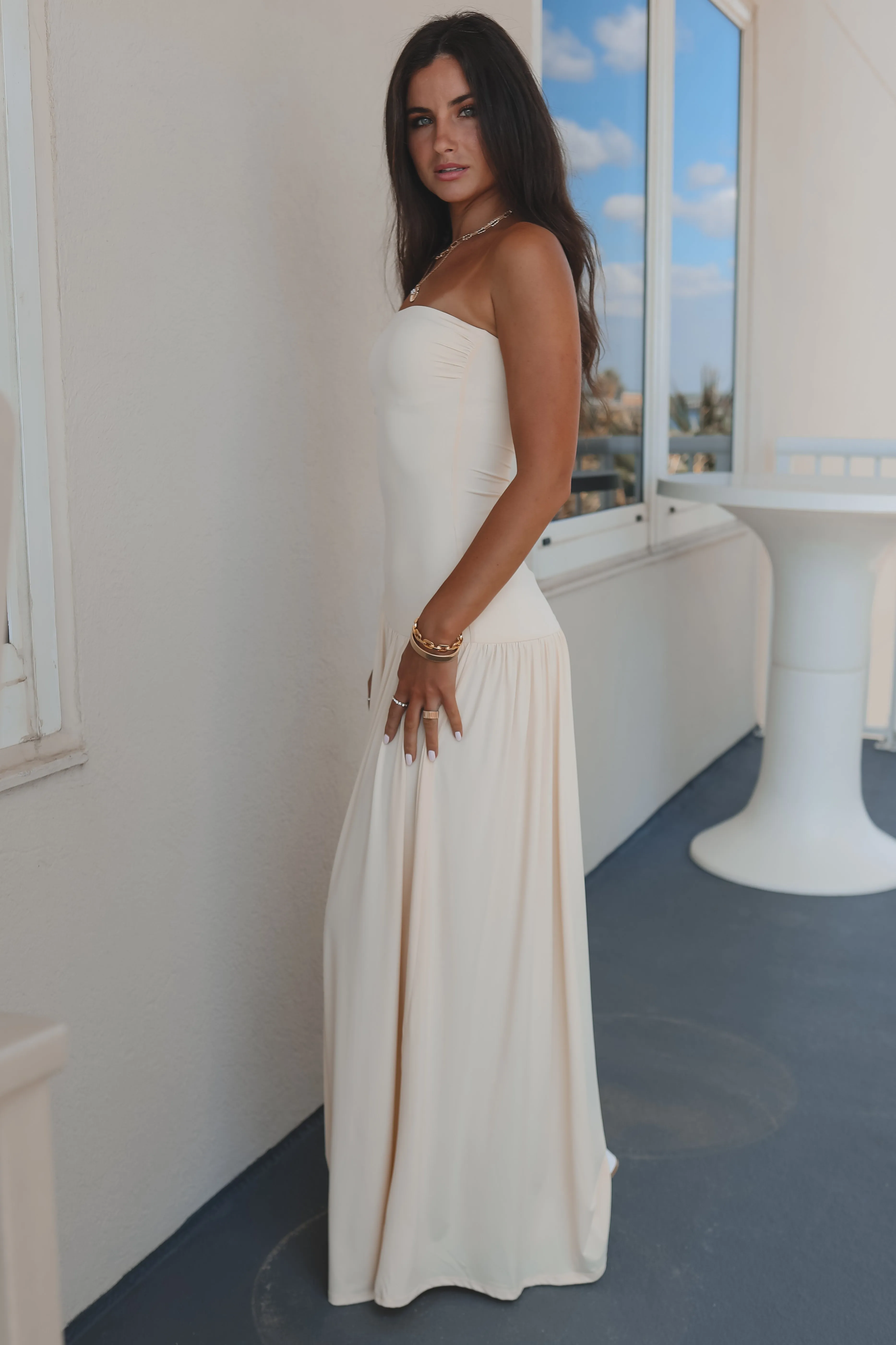 Forever Plus One Strapless Drop Waist Maxi Dress sold by Amazing Lace product image thumbnail 4