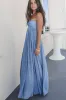 The Vibe Is Mermaid Blue Shimmer Strapless Maxi Dress sold by Amazing Lace