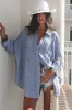 A Summer Essential Striped Button Up Top Cover Up Top sold by Amazing Lace