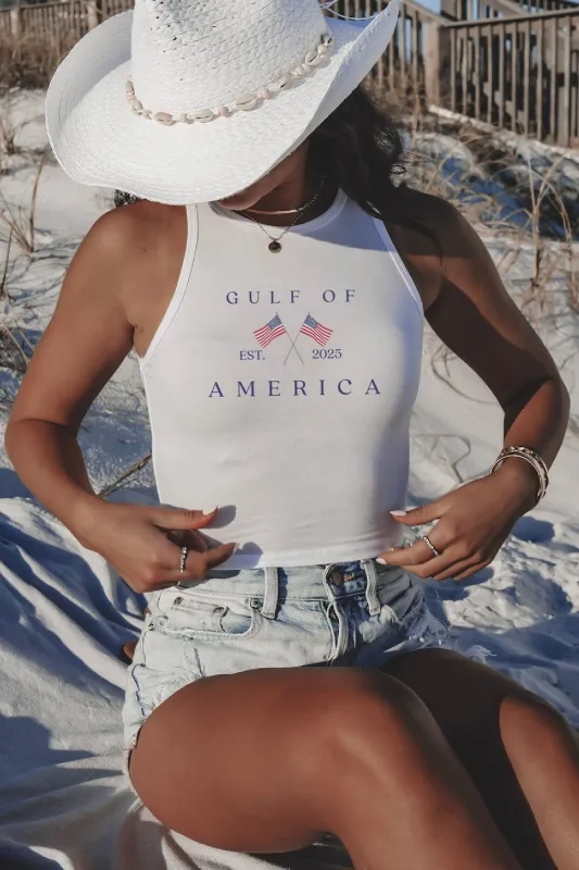 Gulf Coast Of America Cropped High Neck Tank Top sold by Amazing Lace